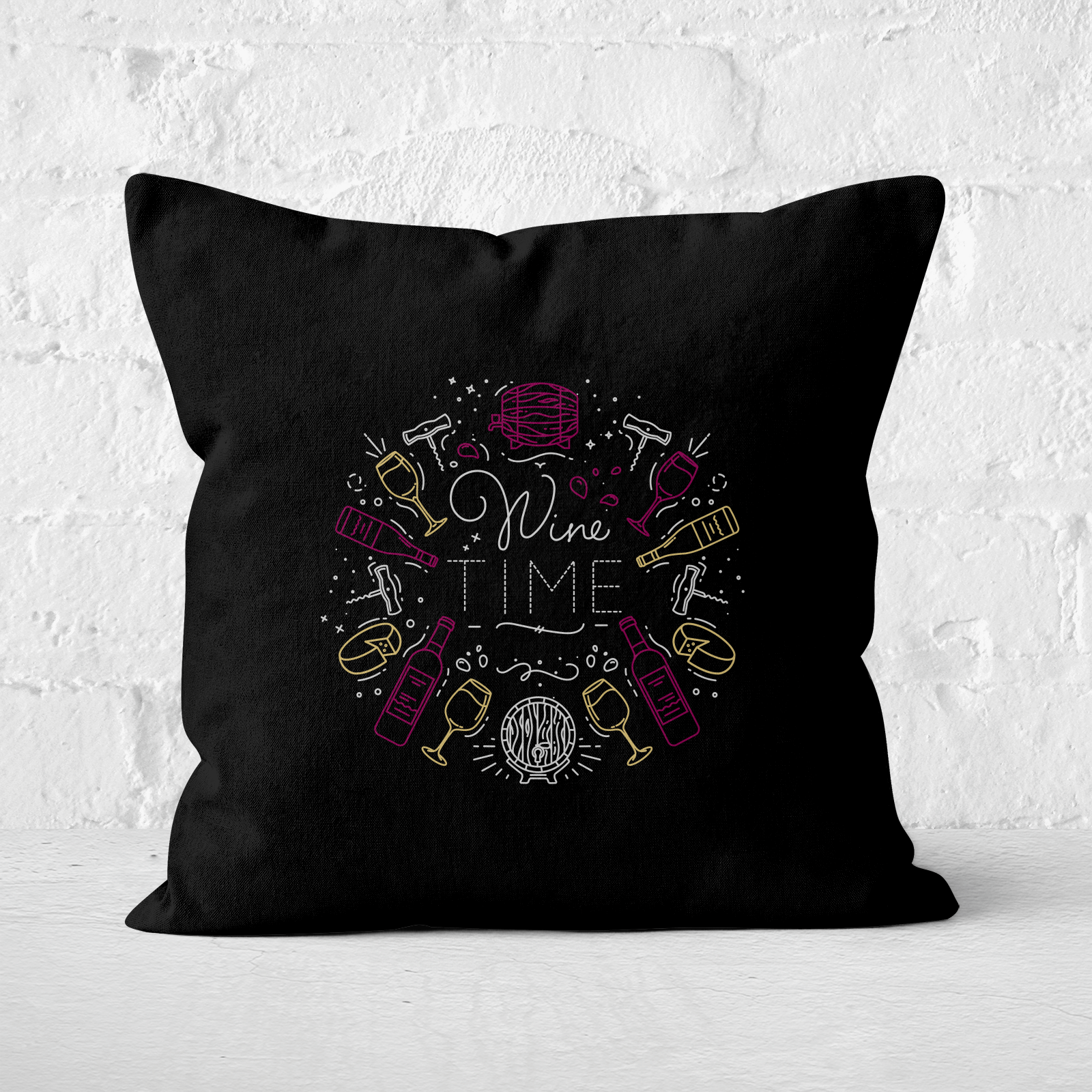 Wine Time Square Cushion - 60x60cm - Soft Touch