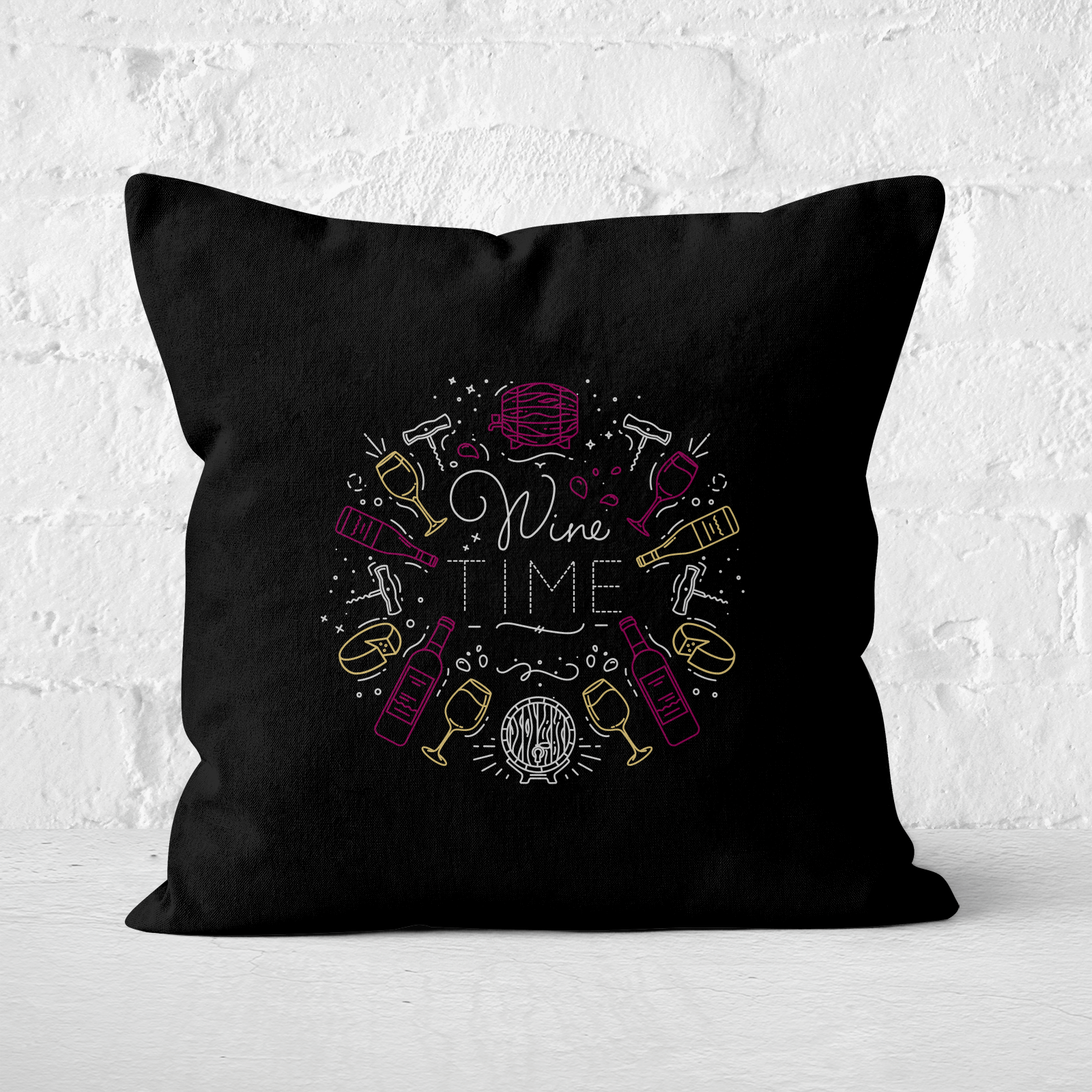 Wine Time Square Cushion - 50x50cm - Soft Touch