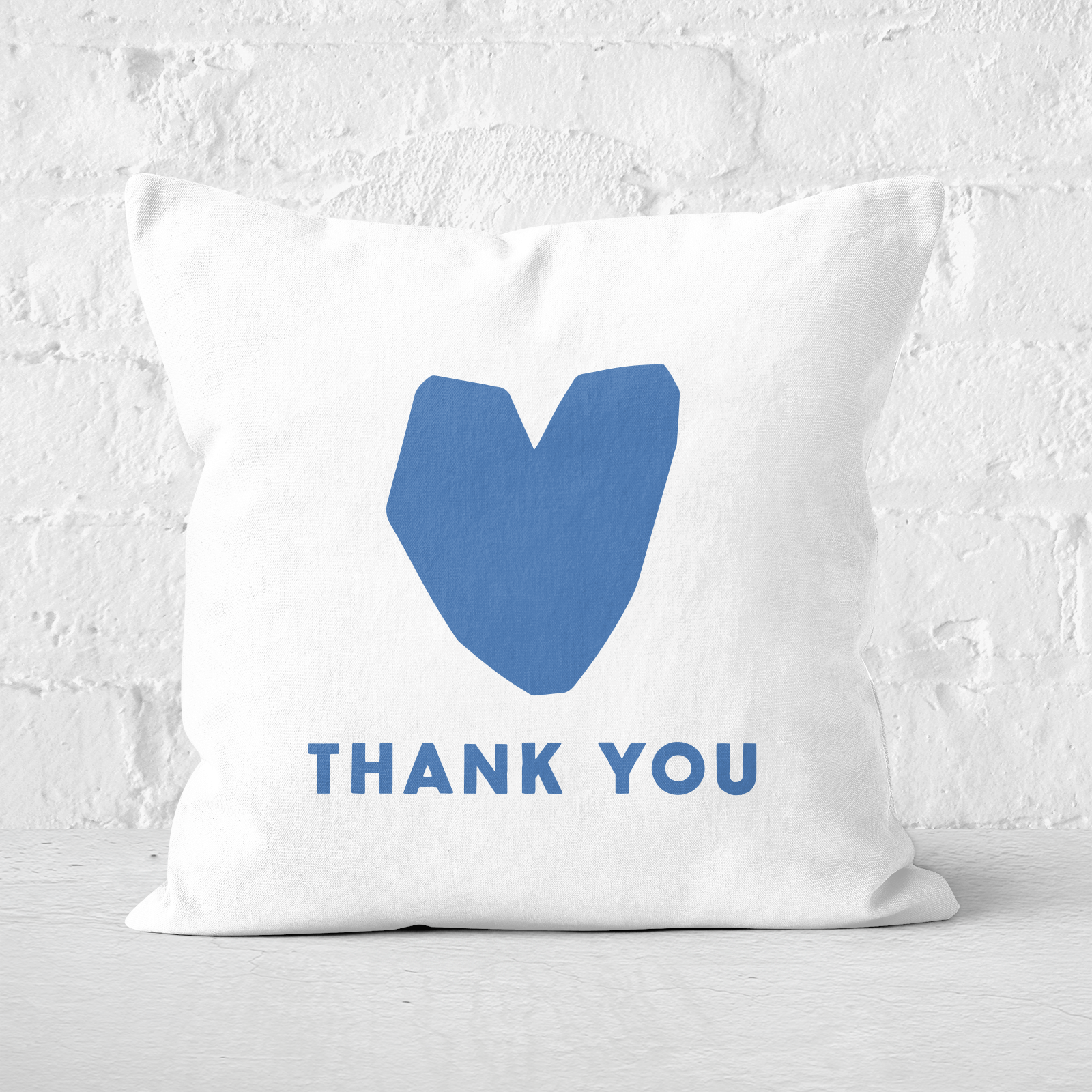 Blue Heart Thank You Square Cushion - 60x60cm - Soft Touch