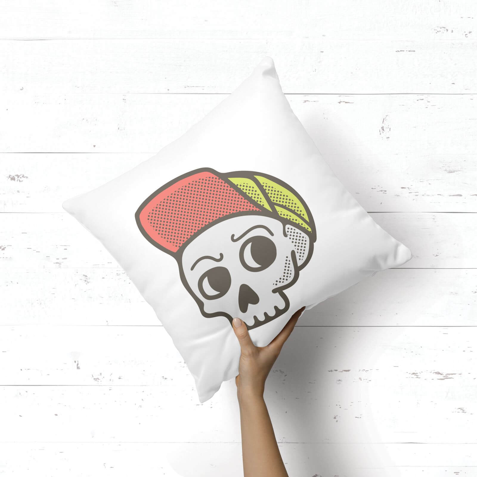 Baseball Cap Skull Square Cushion - 40x40cm - Soft Touch