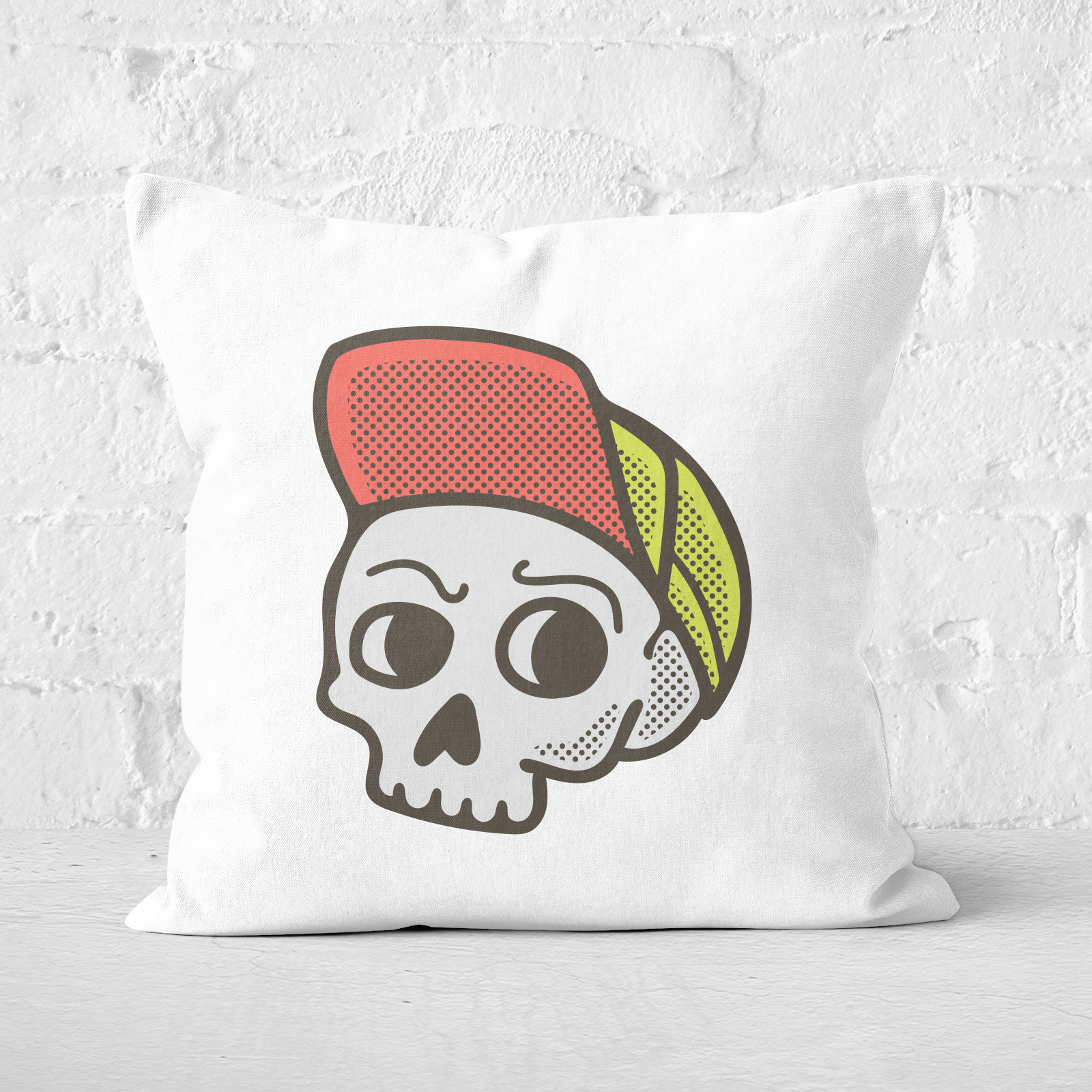 Baseball Cap Skull Square Cushion - 50x50cm - Soft Touch