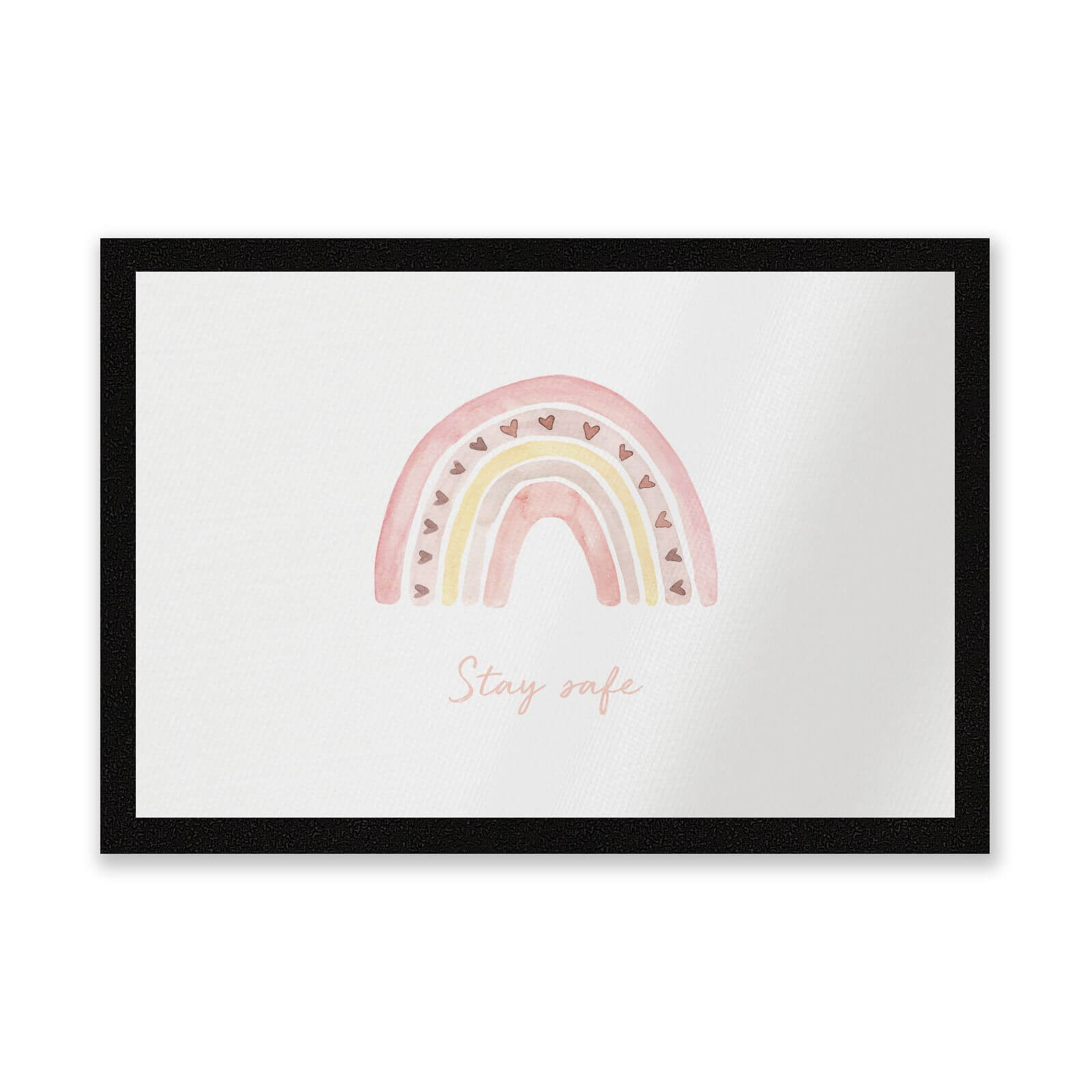 Stay Safe Pink Heart Entrance Mat