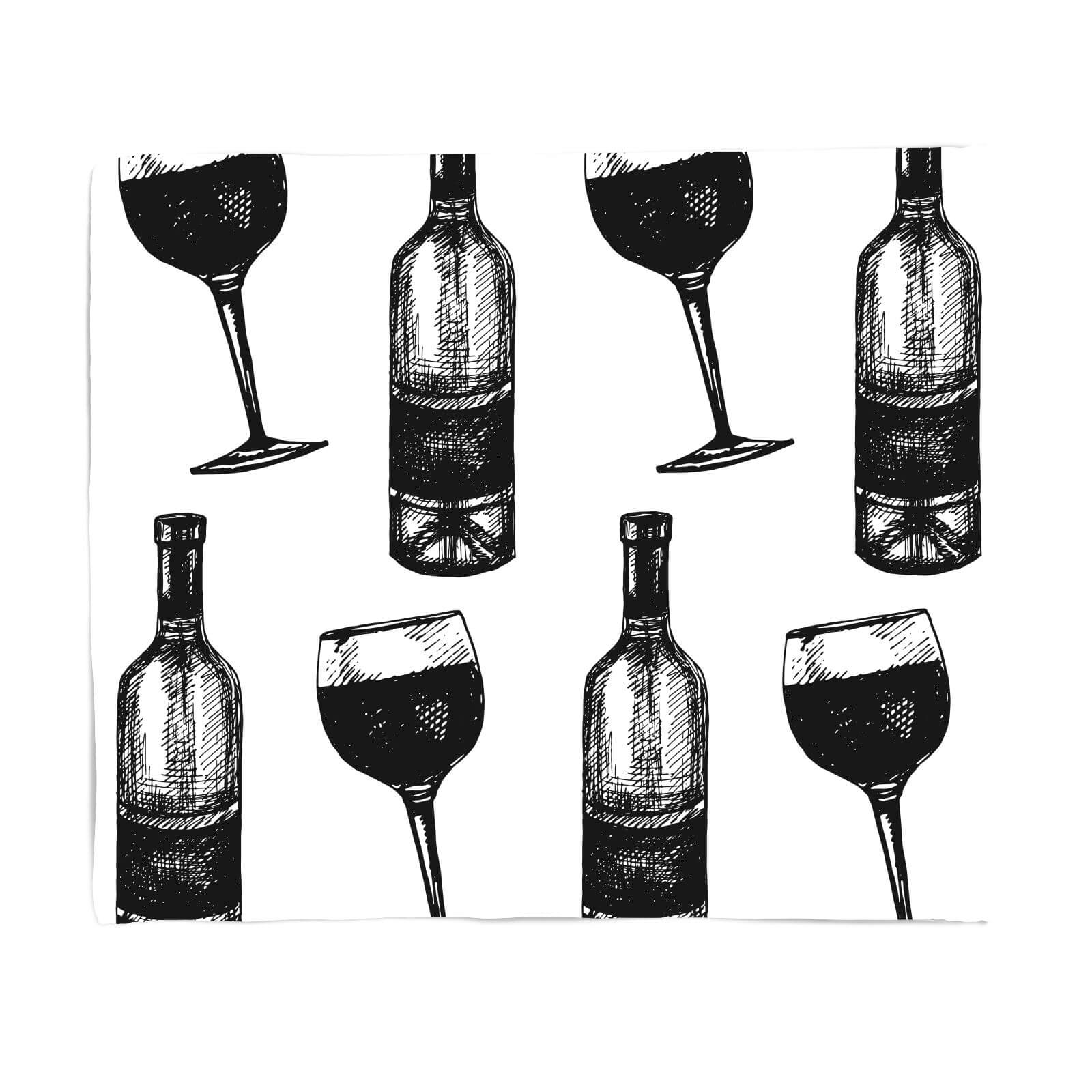 Red Wine And Bottle Fleece Blanket