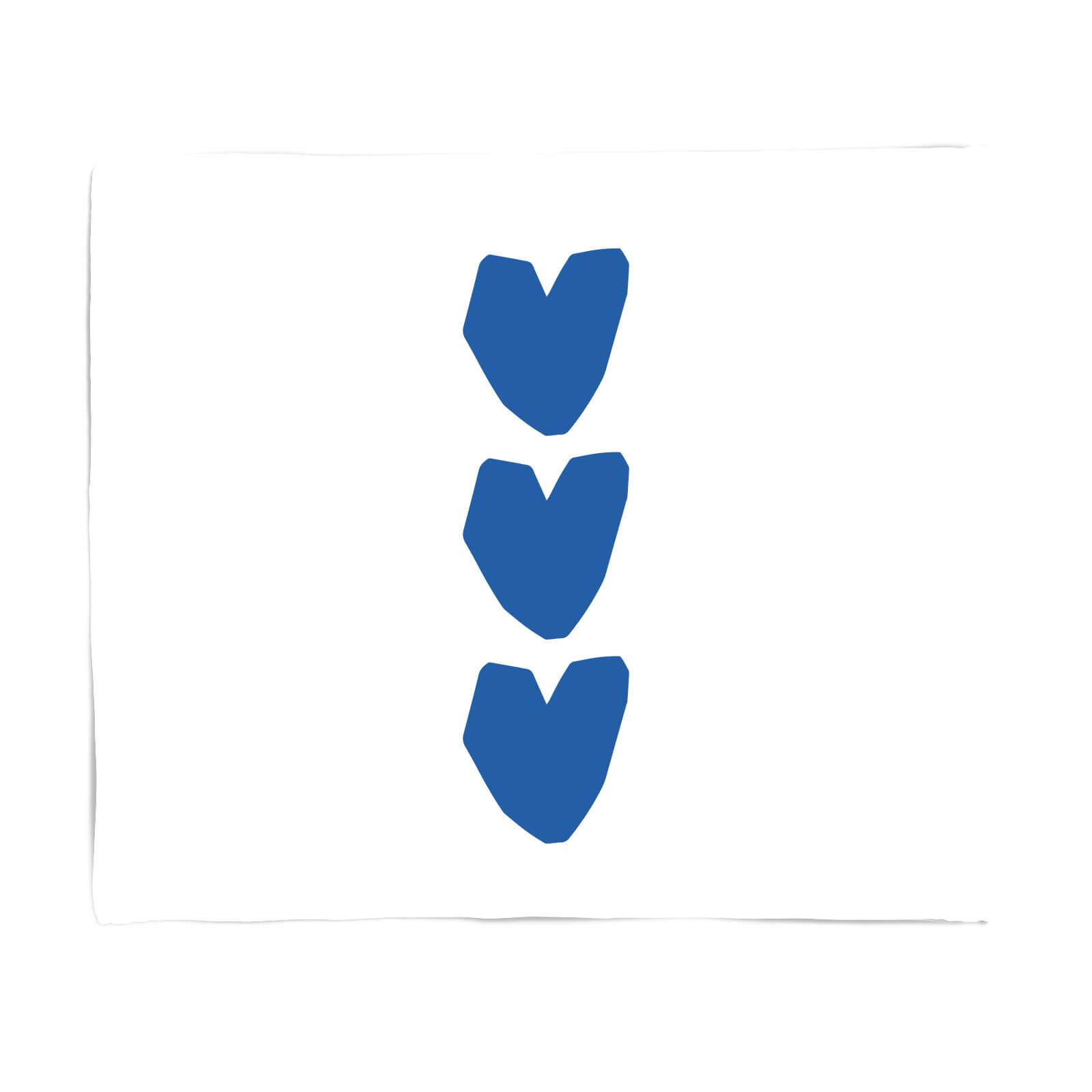 Three Blue Hearts Fleece Blanket