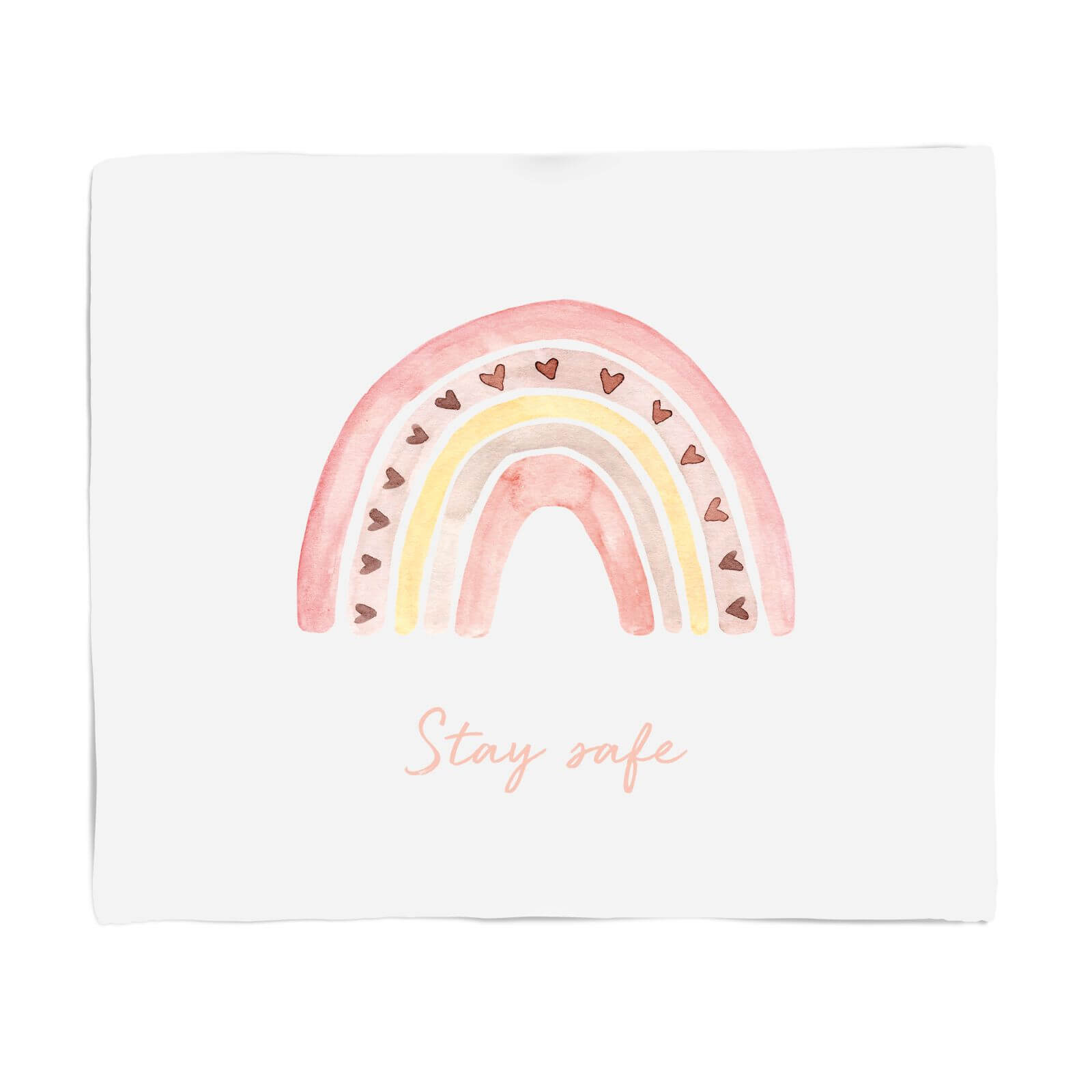 Stay Safe Pink Heart Fleece Blanket