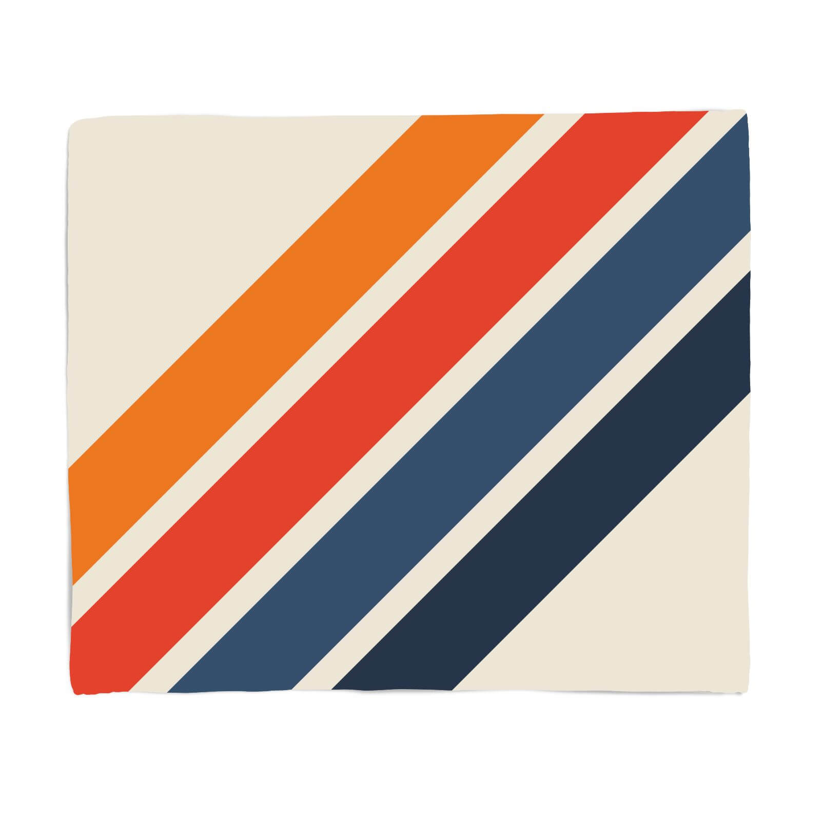 Blue Orange Retro Stripes Fleece Blanket