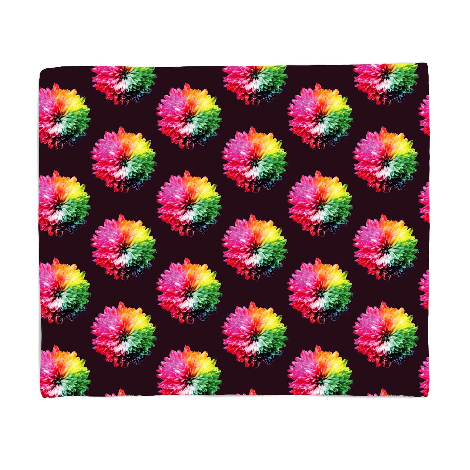 Fluro Flower Pattern Dark Fleece Blanket