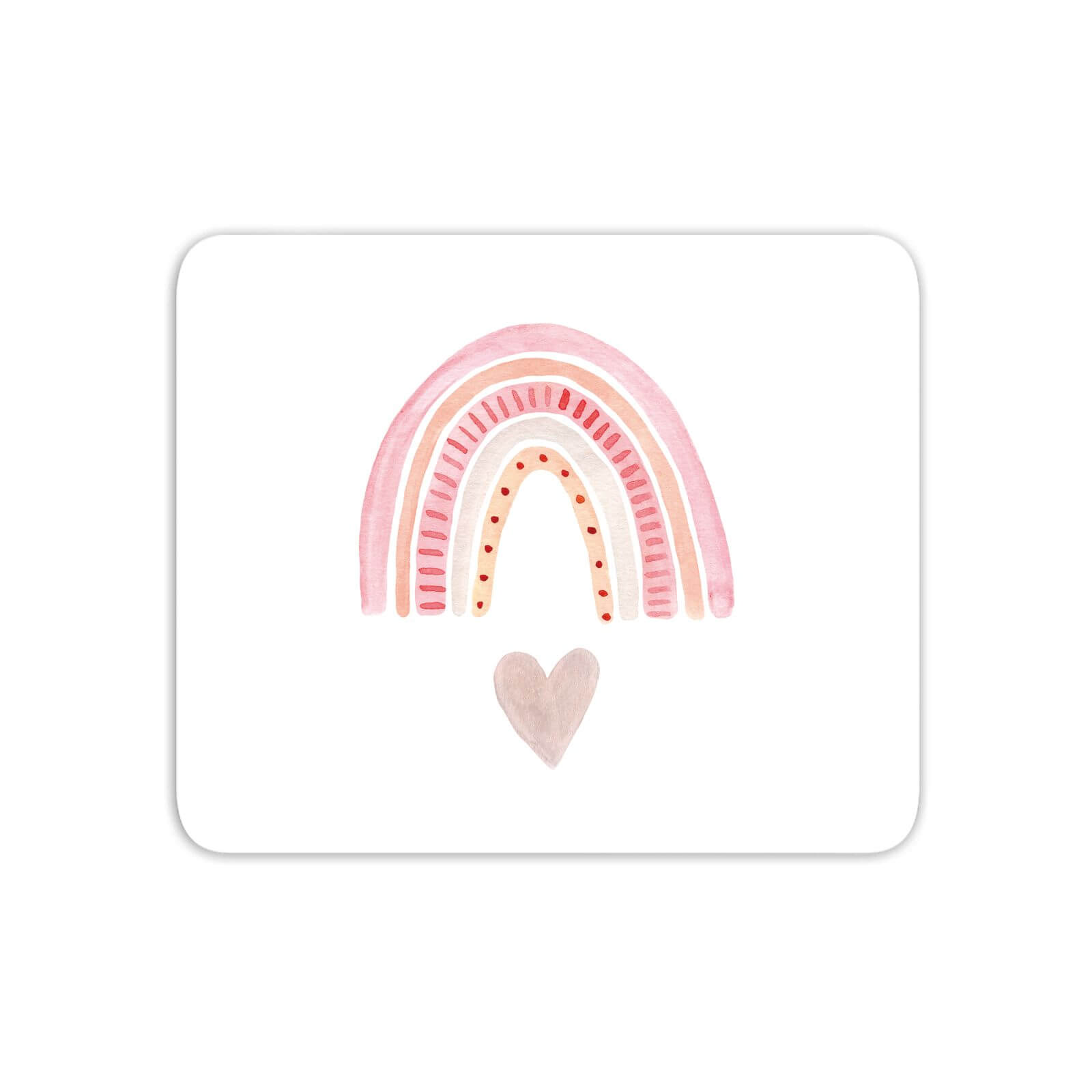 Pink Heart And Rainbow Mouse Mat