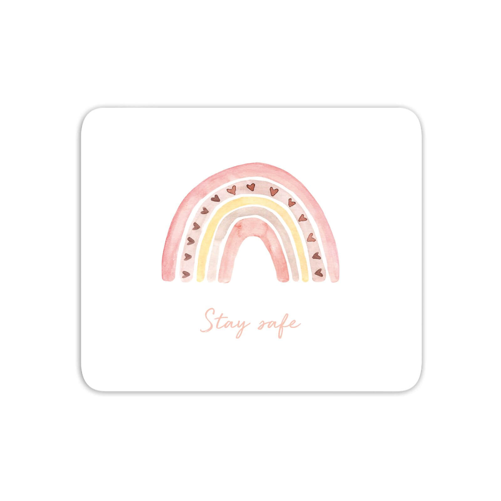 Stay Safe Pink Heart Mouse Mat