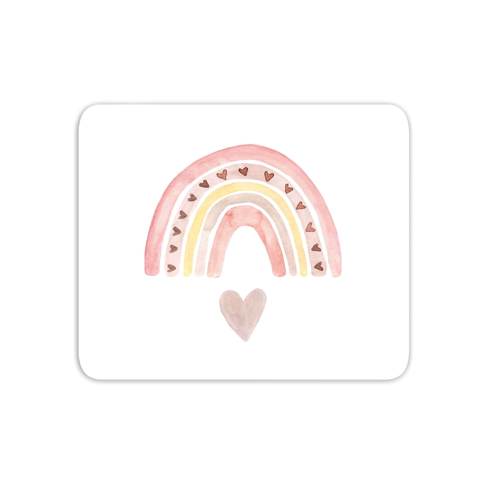 Watercolour Rainbow And Heart Mouse Mat