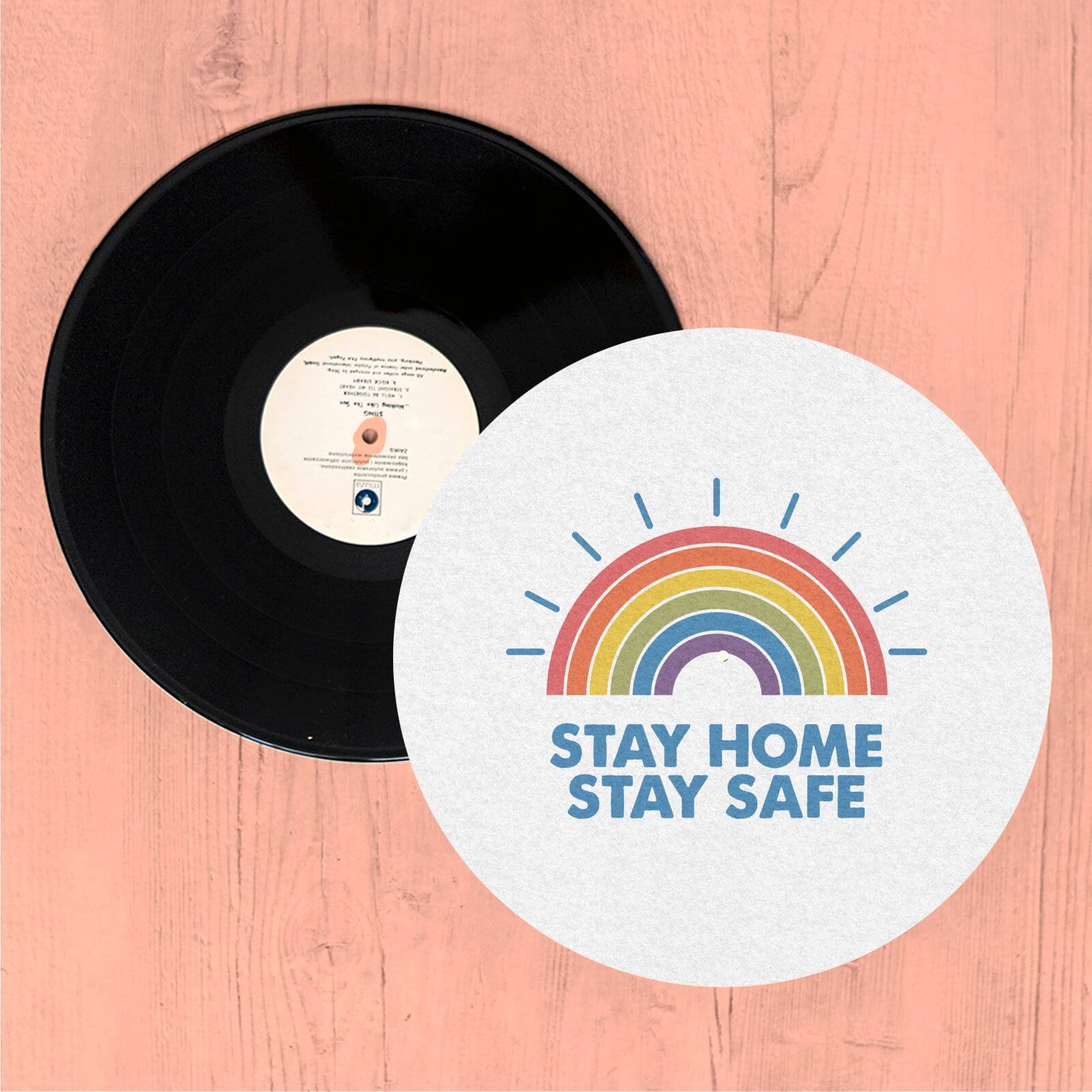 Stay Home Stay Safe Radiant Rainbow Slip Mat