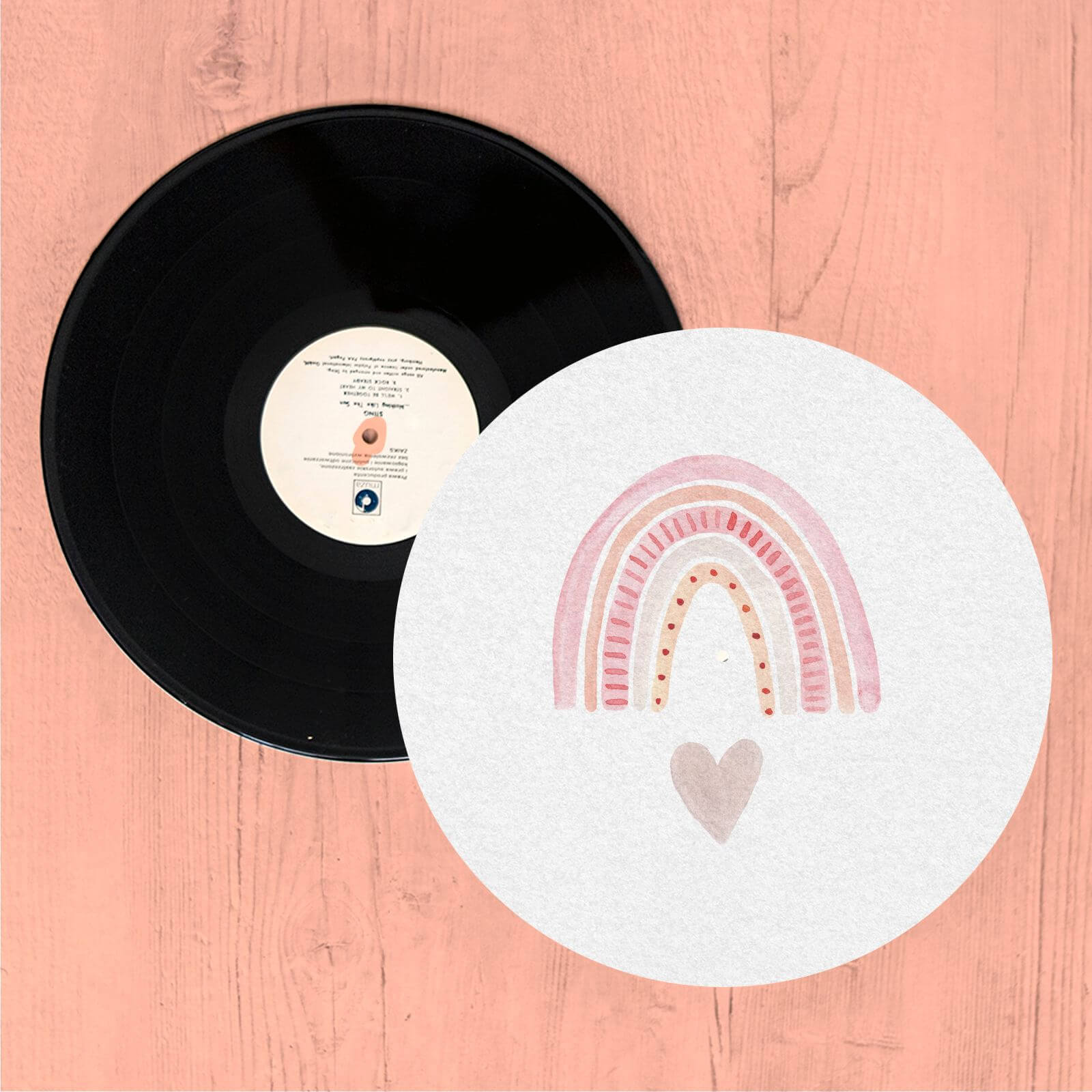 Pink Heart And Rainbow Slip Mat