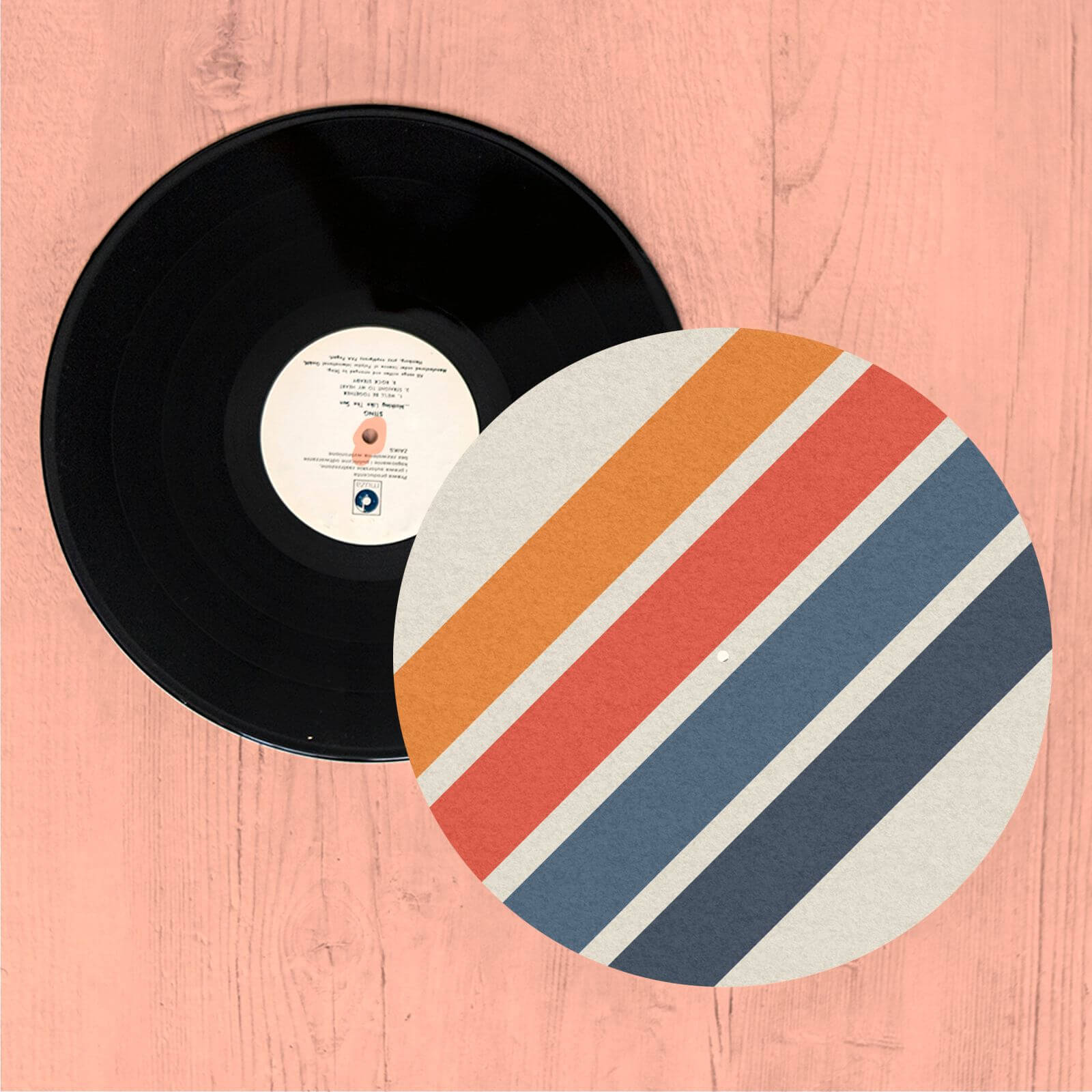 Blue Orange Retro Stripes Slip Mat