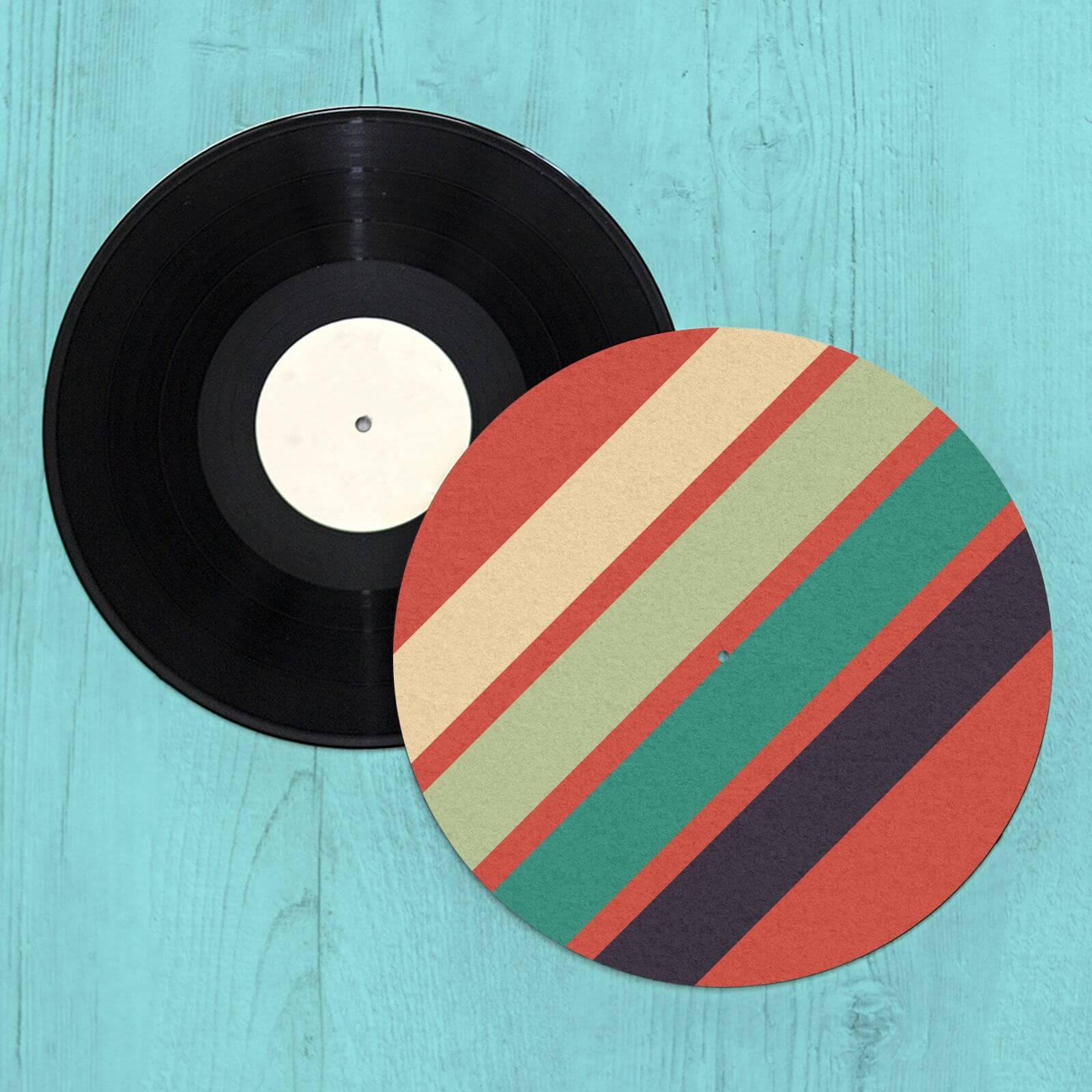 Green Retro Stripe Slip Mat