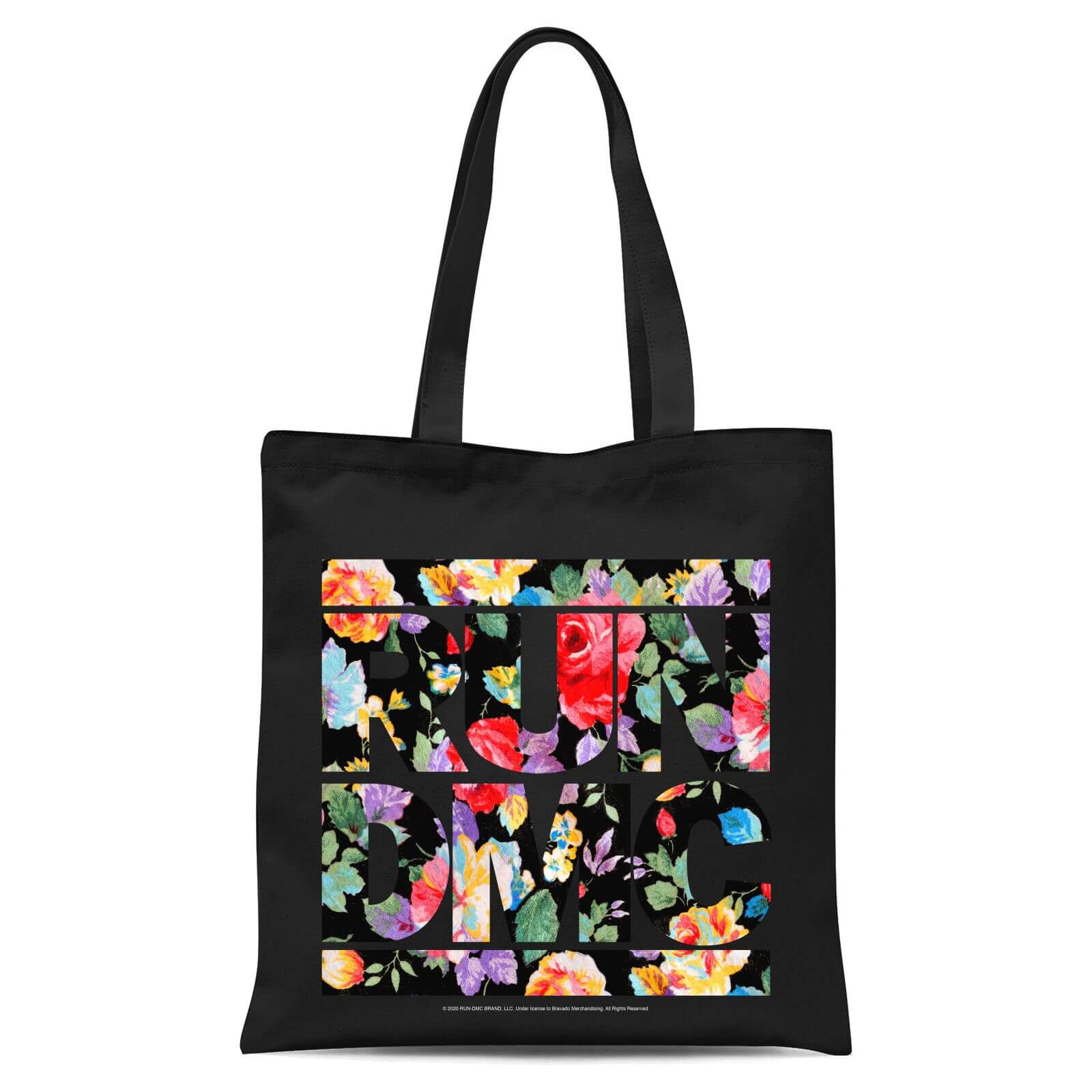 Floral RUN DMC Tote Bag – Schwarz