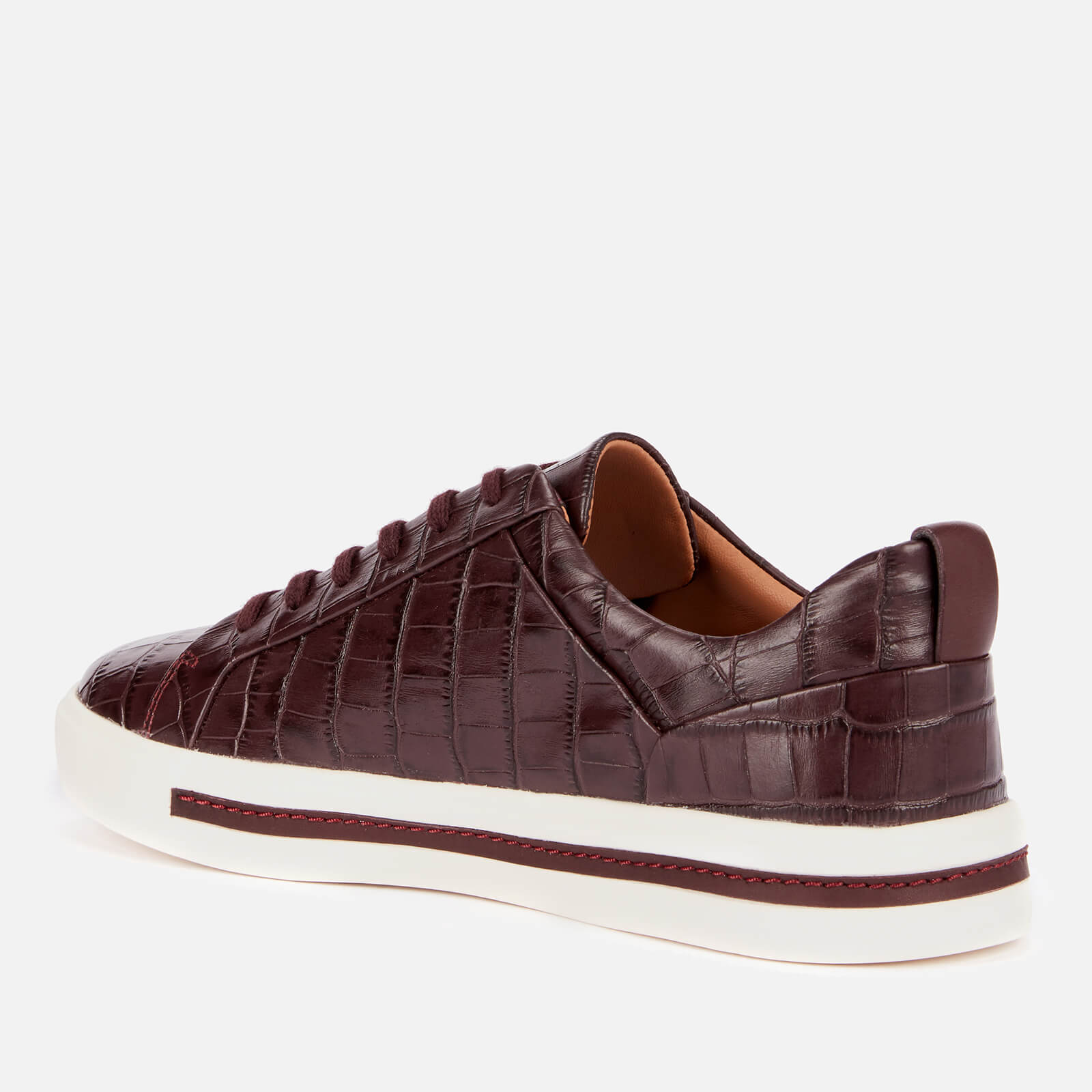Clarks Women's Un Maui Lace Leather Low Top Trainers - Burgundy - UK 5