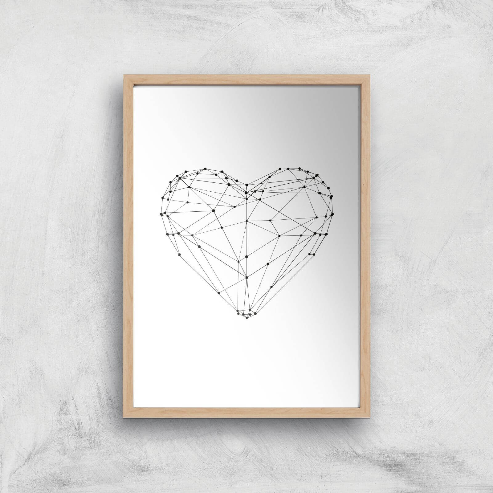 The Motivated Type Love Heart Polygon Giclee Art Print - A4 - Wooden Frame