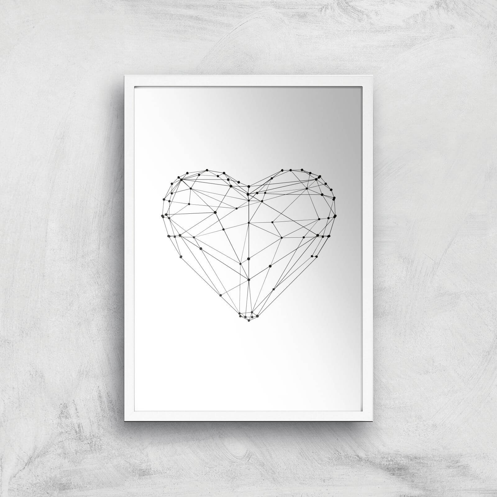 The Motivated Type Love Heart Polygon Giclee Art Print - A3 - White Frame