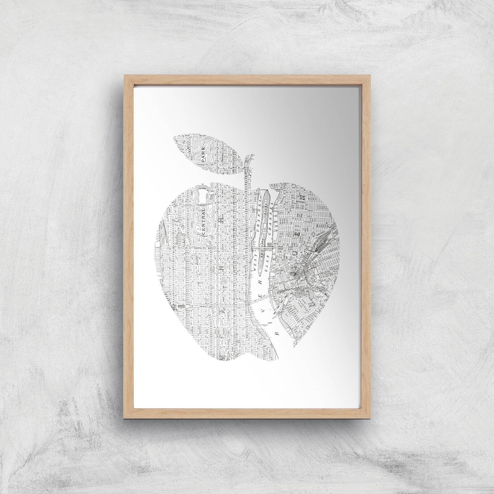 The Motivated Type New York Big Apple Giclee Art Print - A4 - Wooden Frame