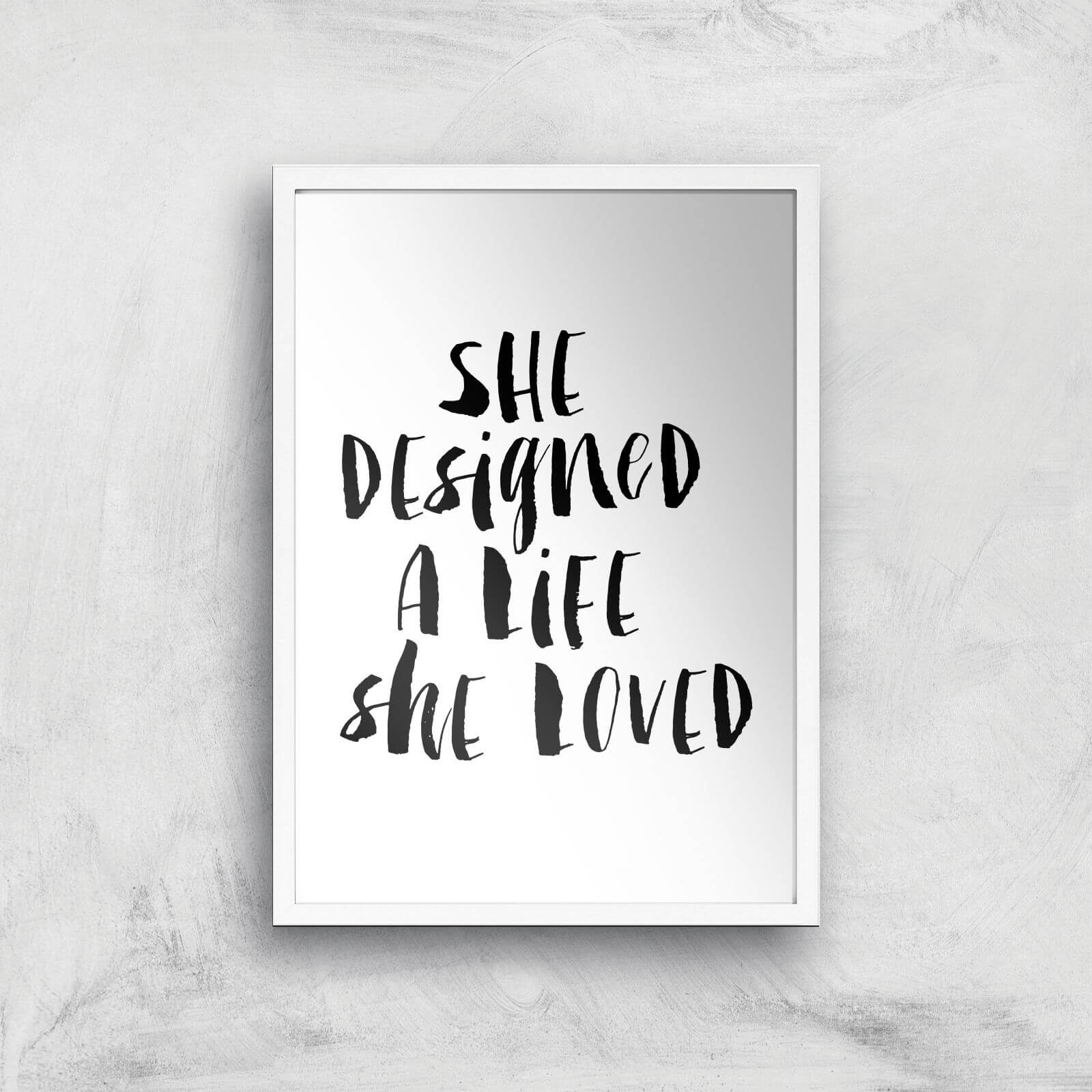 The Motivated Type She Designed The Life She Loved Watercolour Giclee Art Print - A2 - White Frame