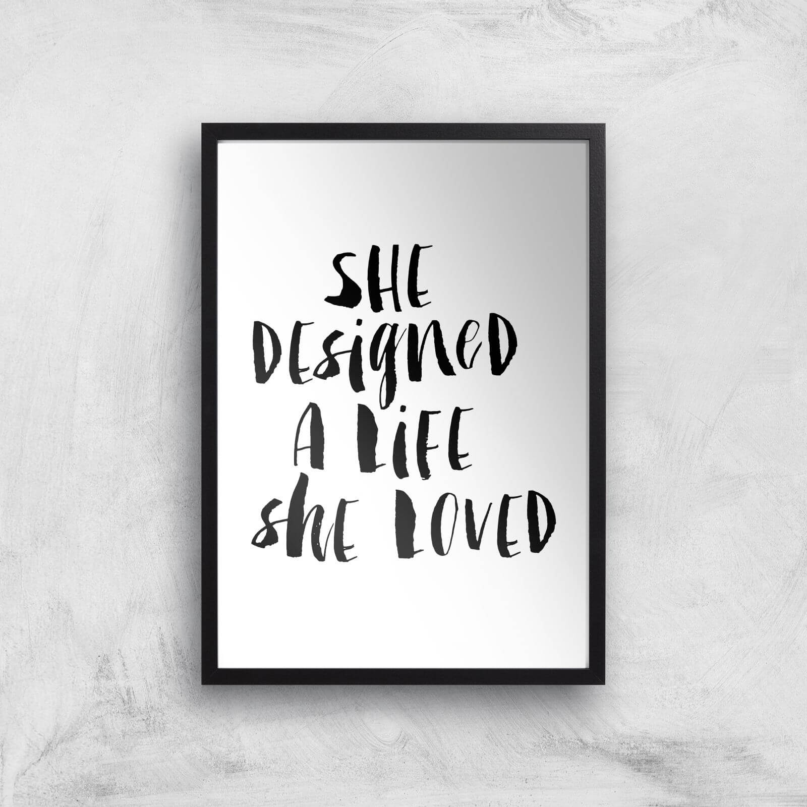 The Motivated Type She Designed The Life She Loved Watercolour Giclee Art Print - A2 - Black Frame
