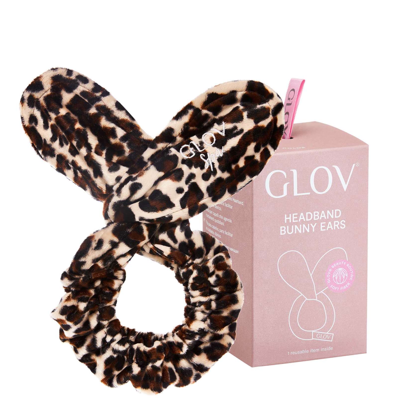 GLOV® Cheetah Bunny Ears Hair Protecting Headband and Hair Tie Set