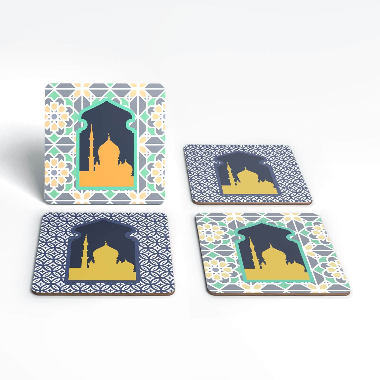 Eid Mubarak Print And Window Tiles Coaster Set