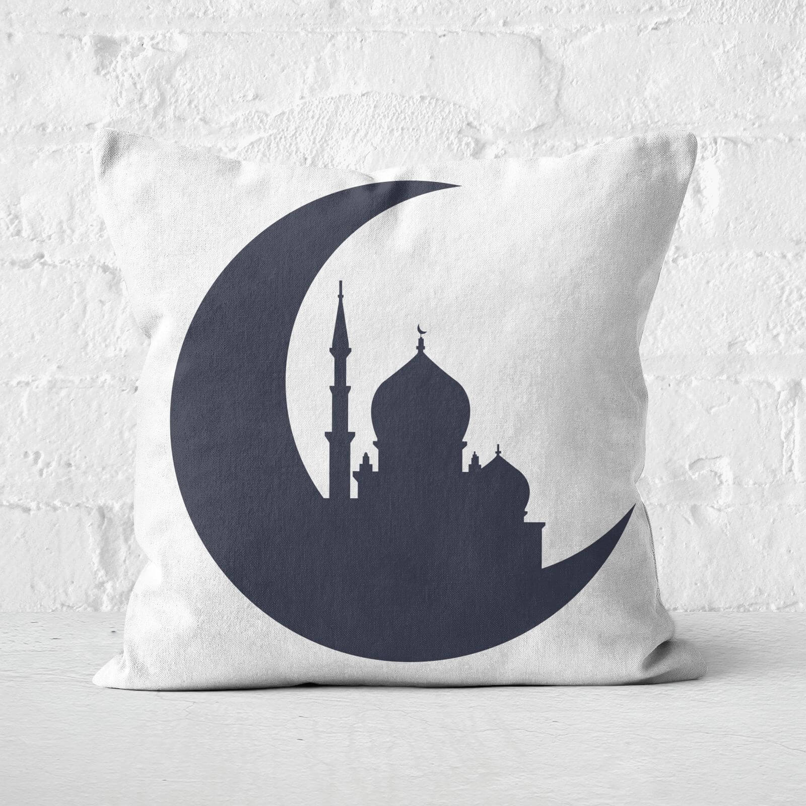 Eid Mubarak Dark Tone Pattern And Moon Square Cushion - 60x60cm - Soft Touch