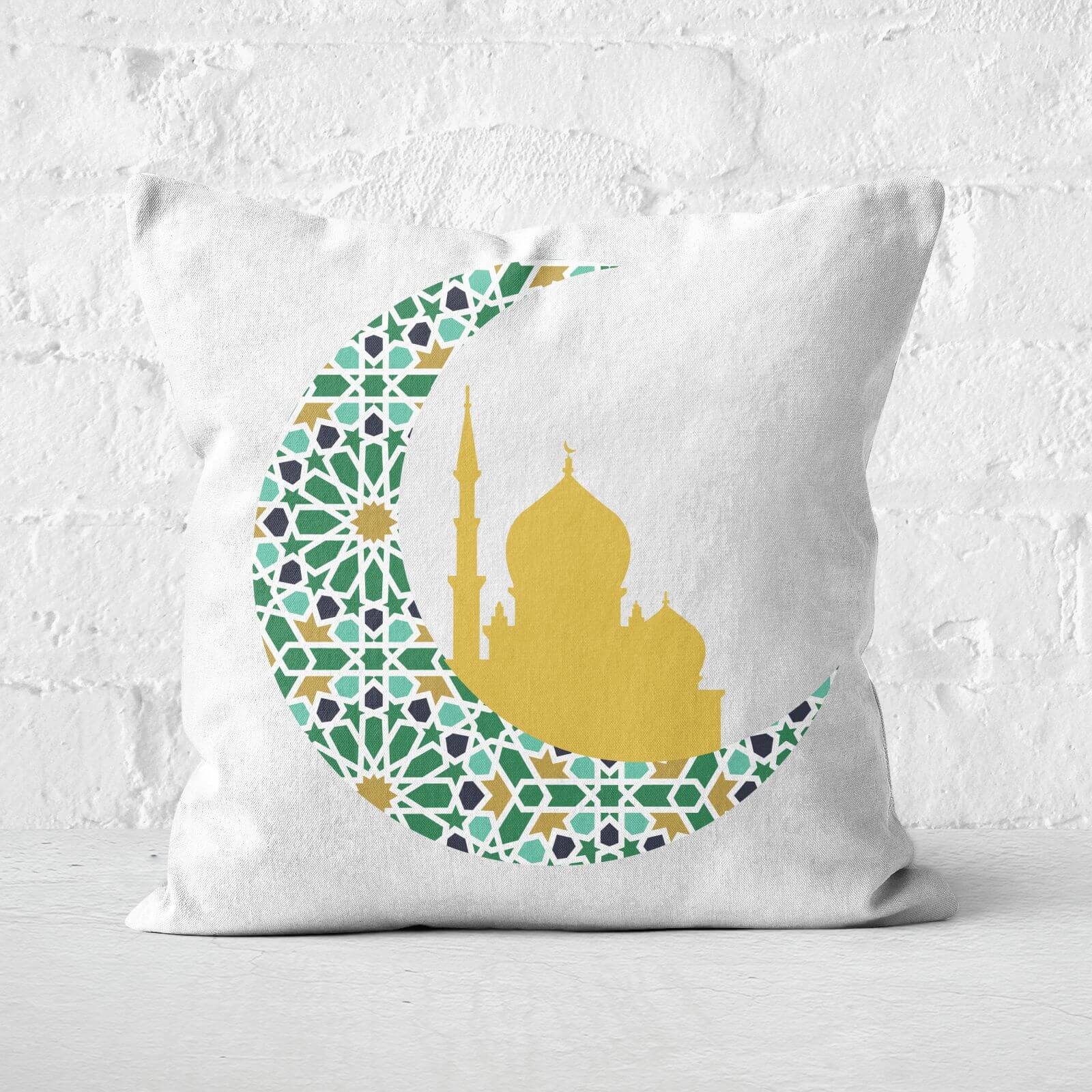 Eid Mubarak Colourful Pattern And Moon Square Cushion - 60x60cm - Soft Touch