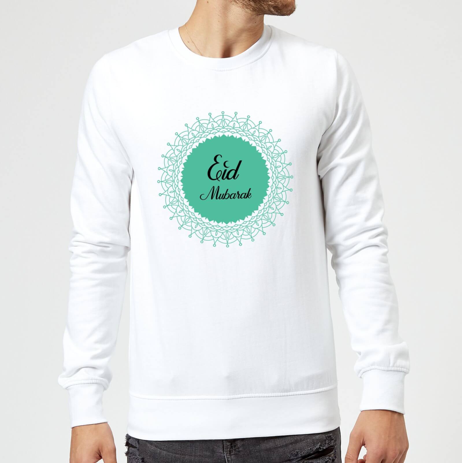 Eid Mubarak Earth Tone Wreath Sweatshirt - White - S - White