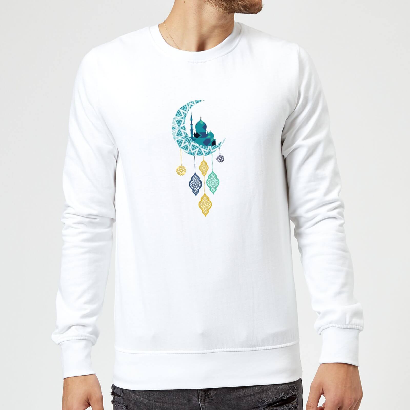 Eid Mubarak Moon Charm Sweatshirt - White - S - White