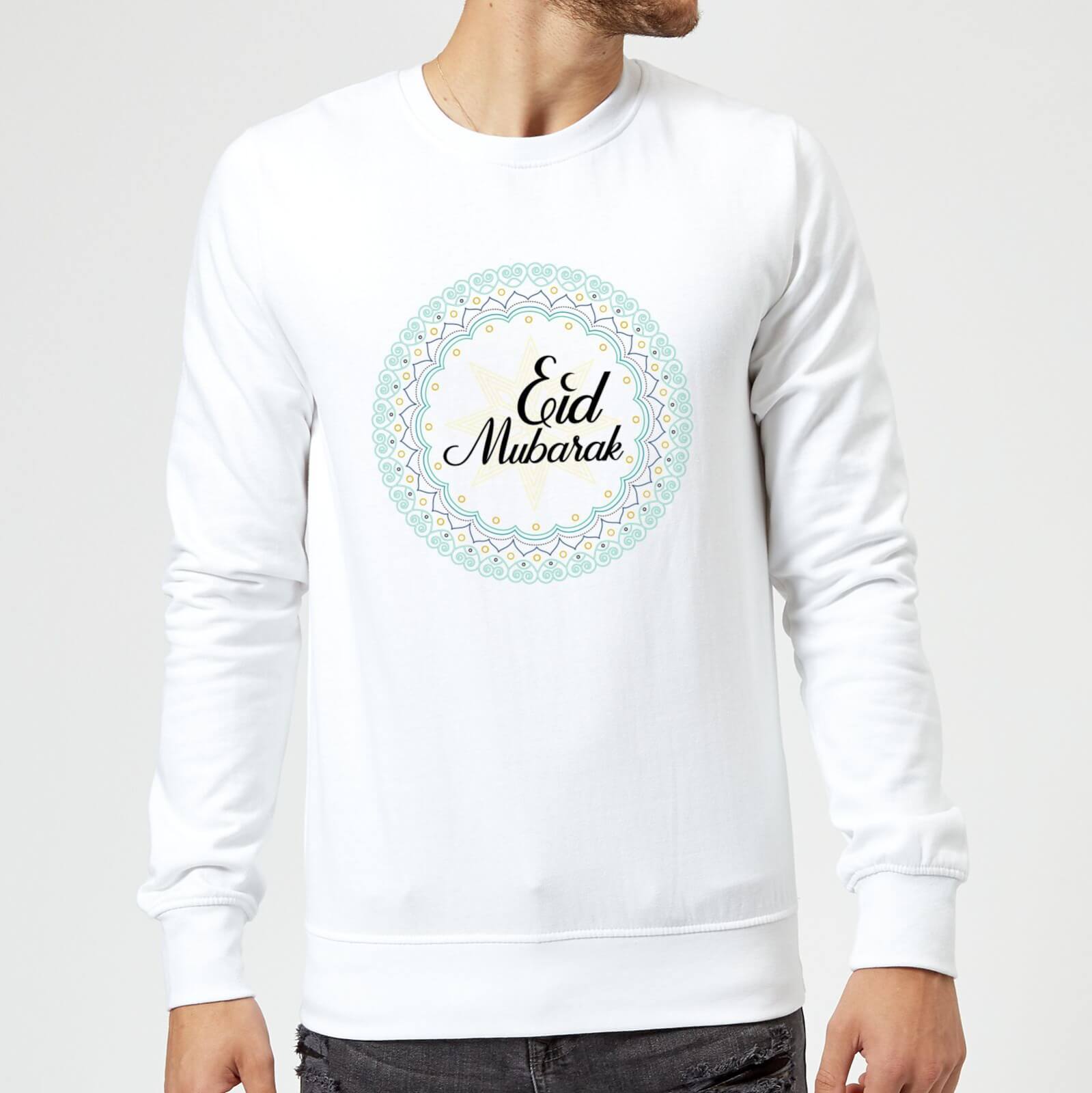Eid Mubarak Light Tone Mandala Sweatshirt - White - S - White