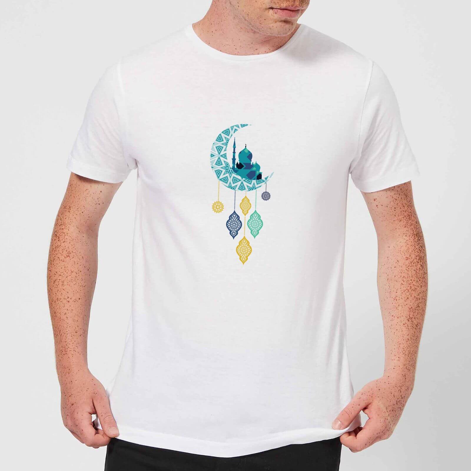 Eid Mubarak Moon Charm Men's T-Shirt - White - S - White