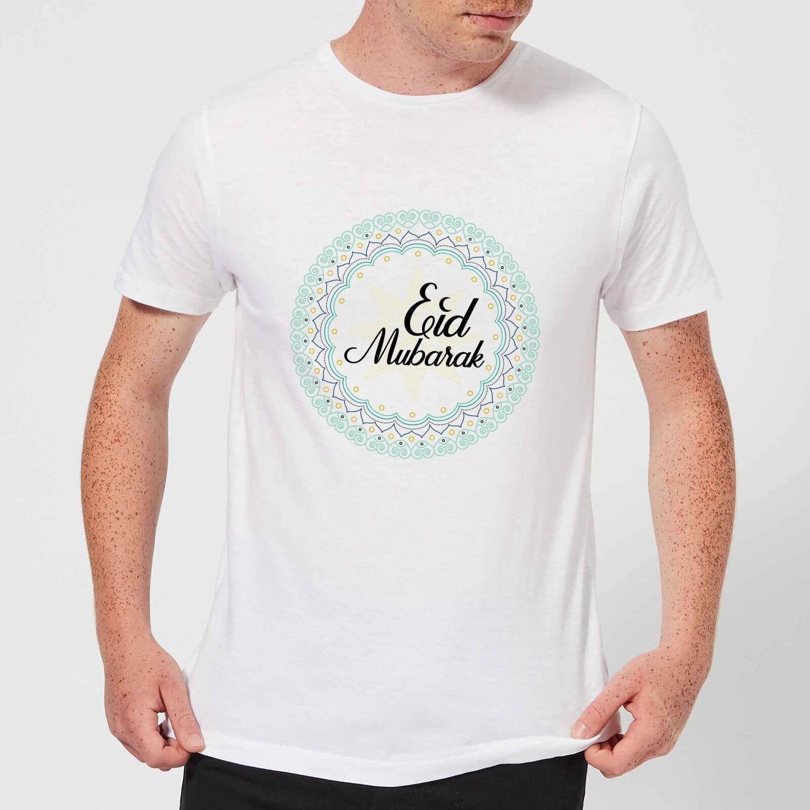 Eid Mubarak Light Tone Mandala Men's T-Shirt - White - S - White