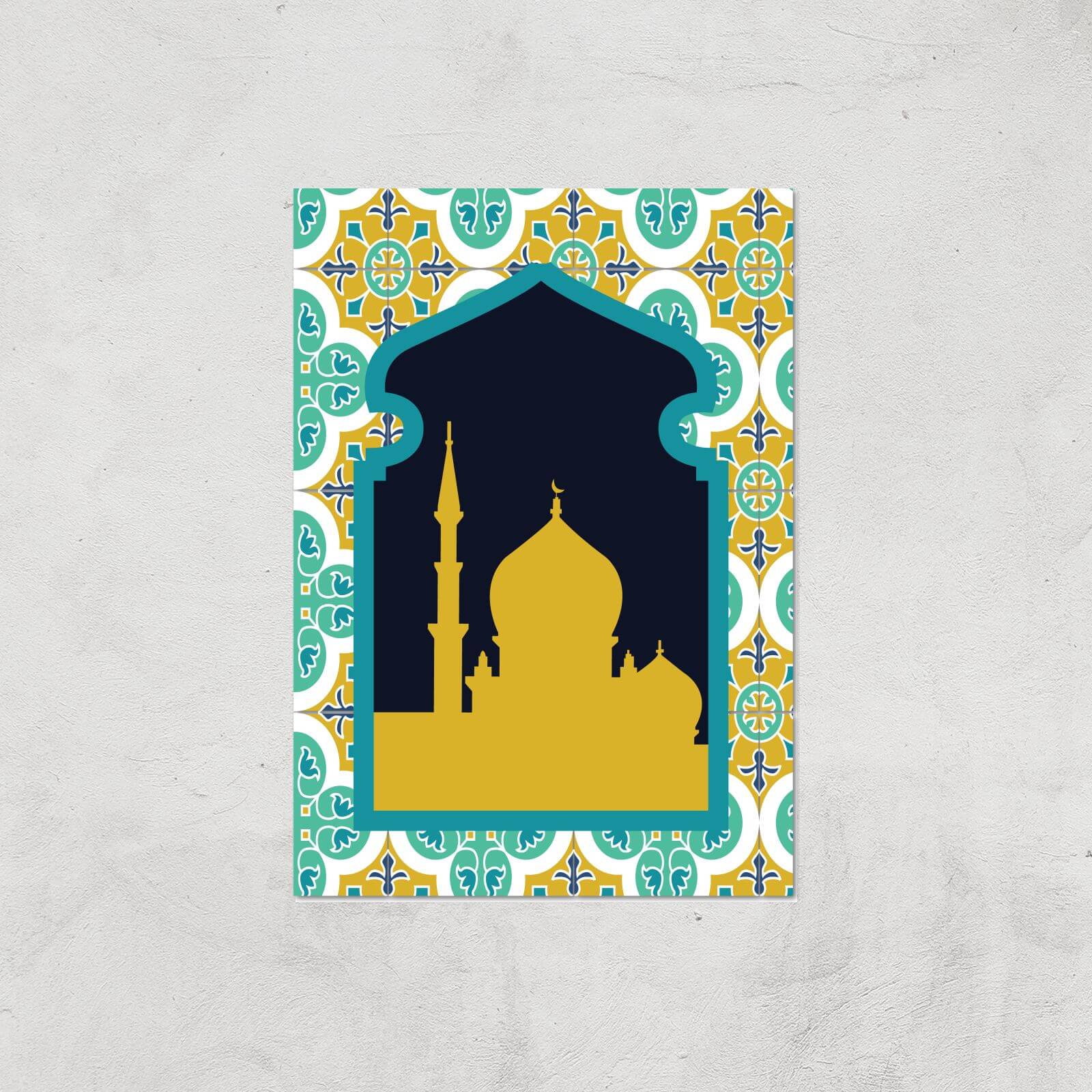 Eid Mubarak Golden Pattern With Window Giclee Art Print - A4 - Print Only