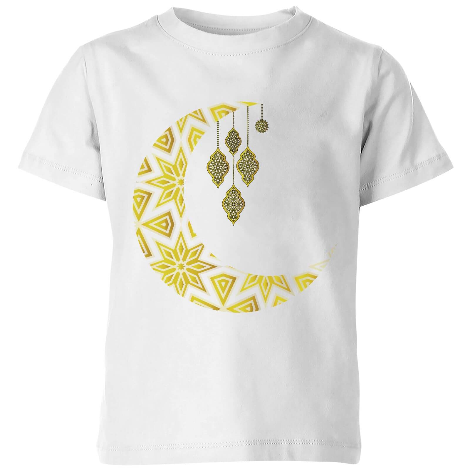 Eid Mubarak Pattern Moon Kids' T-Shirt - White - 3-4 Years - White