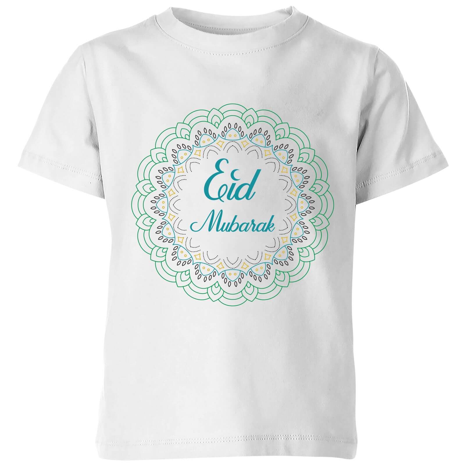 Eid Mubarak Rainbow Mandala Kids' T-Shirt - White - 3-4 Years - White