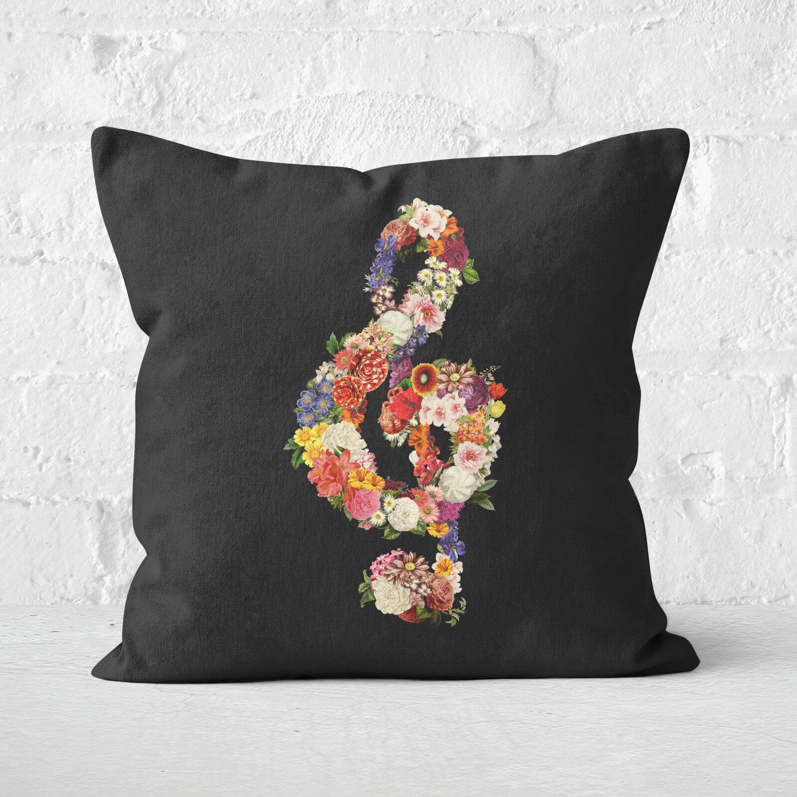 Flower Music Heart Square Cushion - 40x40cm - Soft Touch