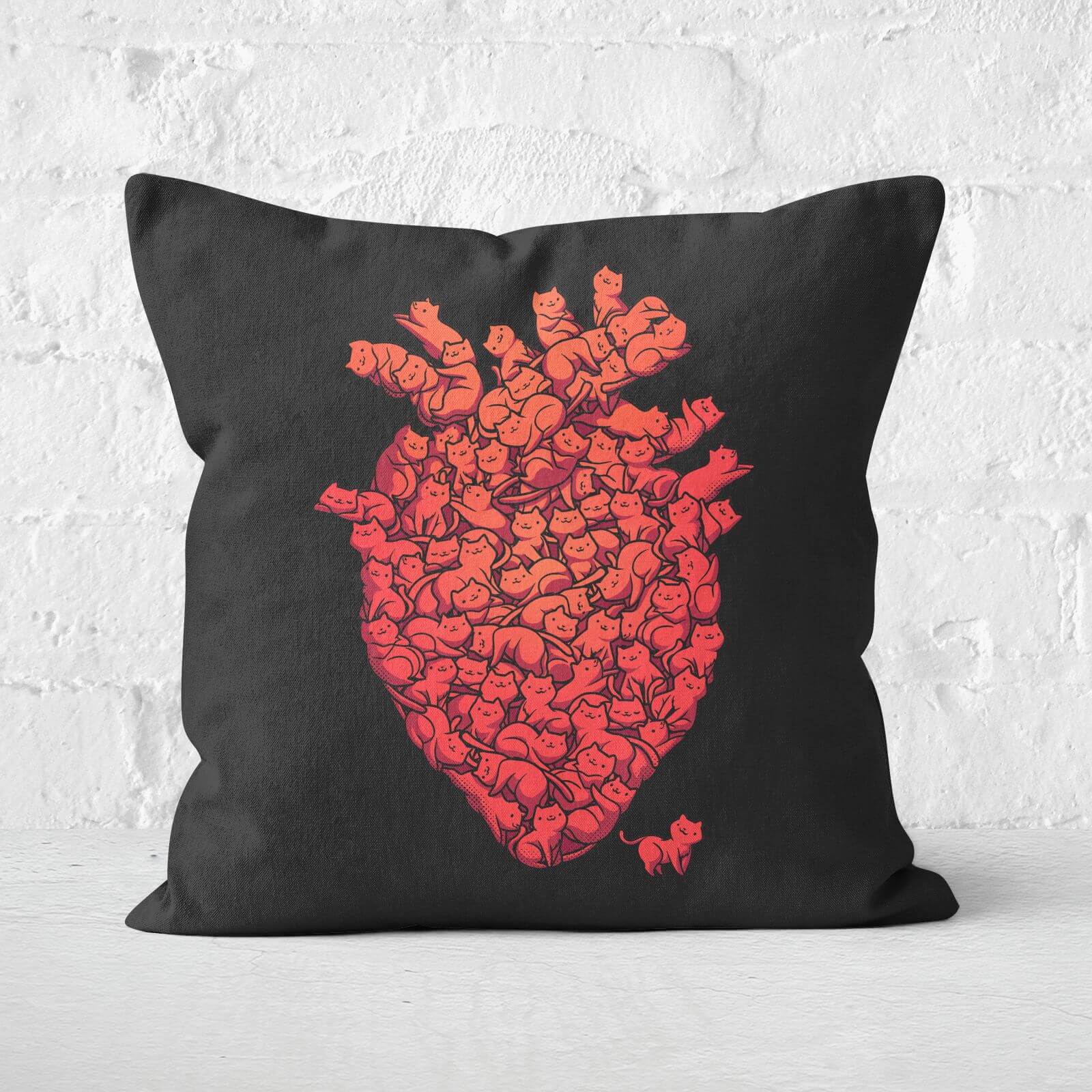 I Love Cat Heart Square Cushion - 60x60cm - Soft Touch