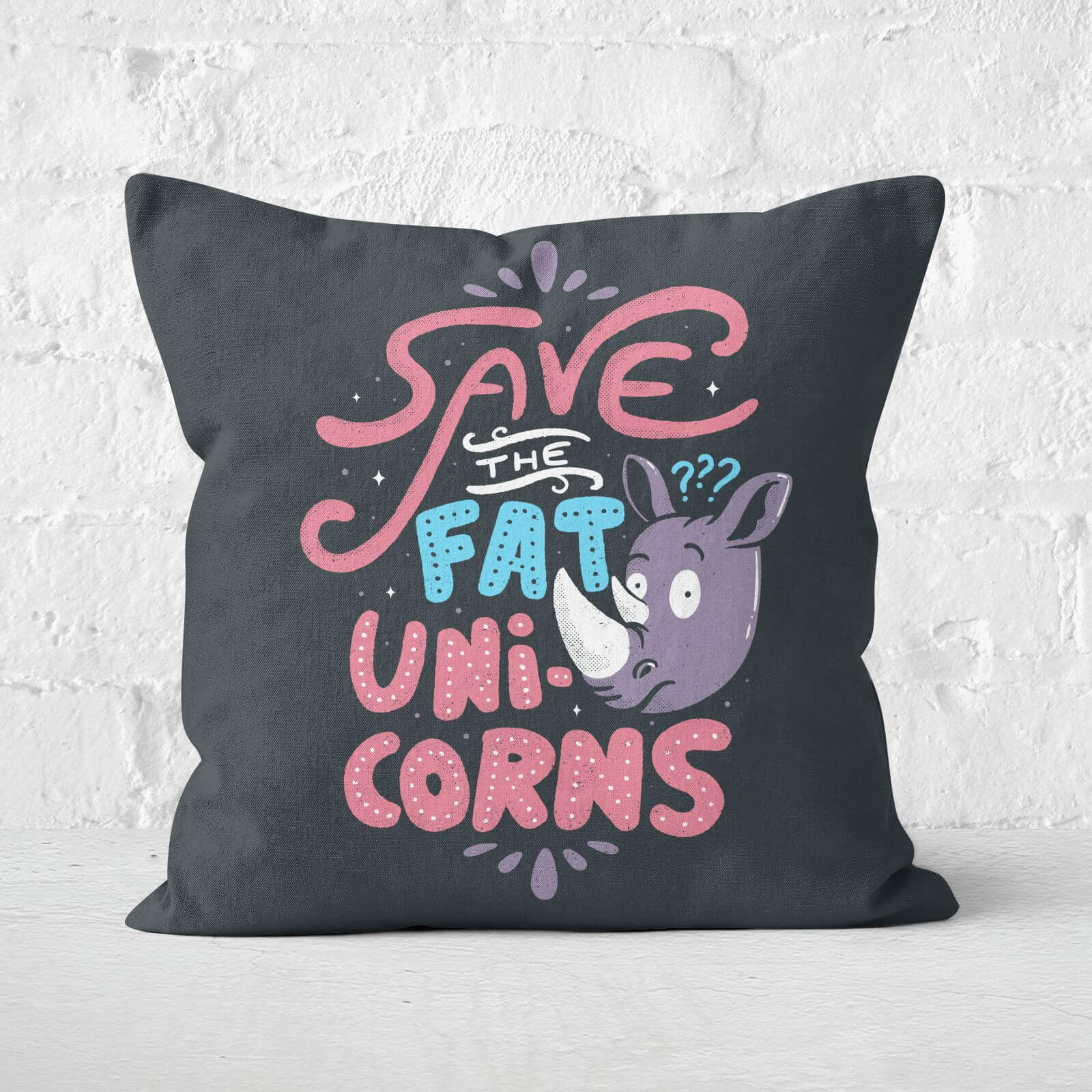Save The Fat Unicorns Square Cushion - 60x60cm - Soft Touch
