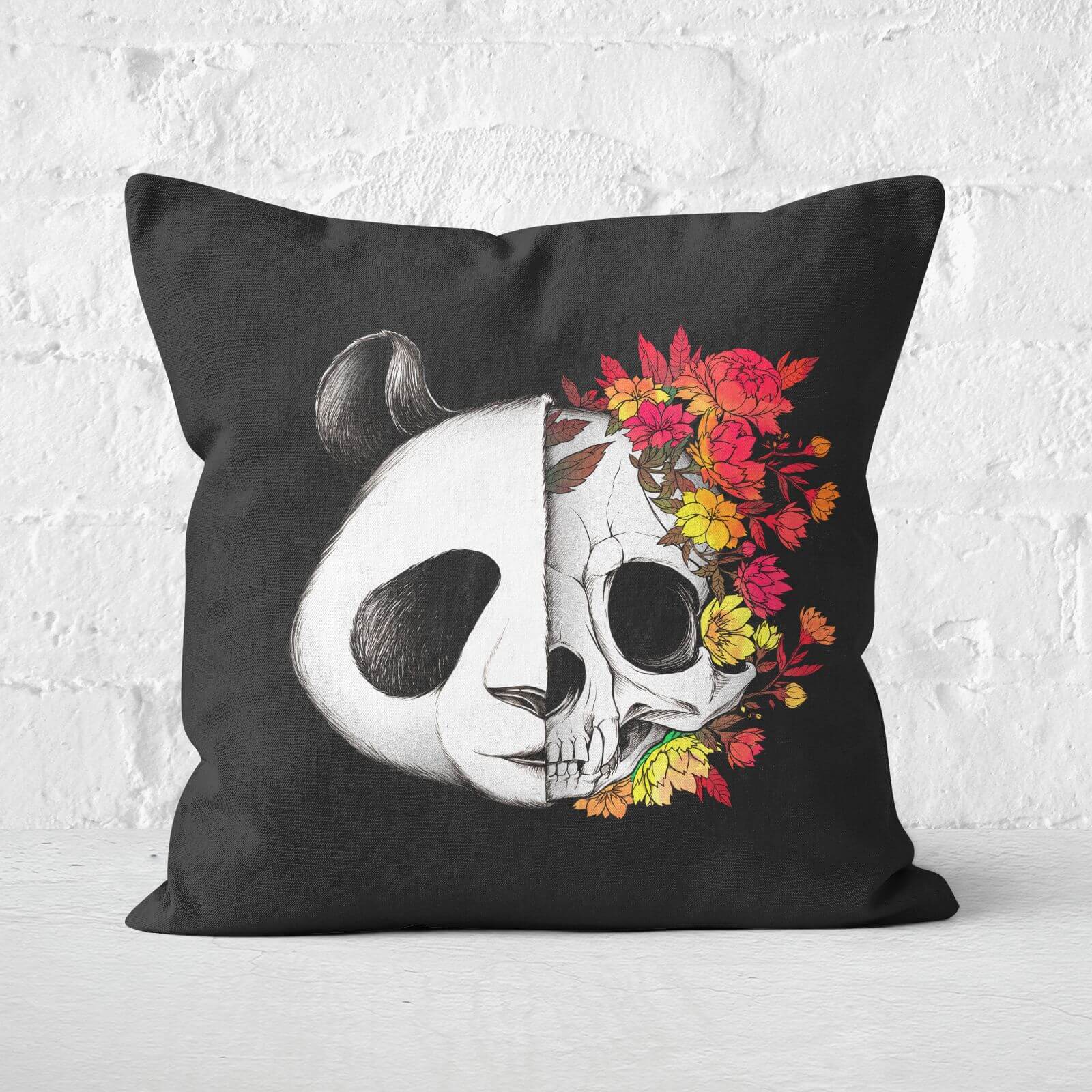 Panda Skull Rock Square Cushion - 60x60cm - Soft Touch
