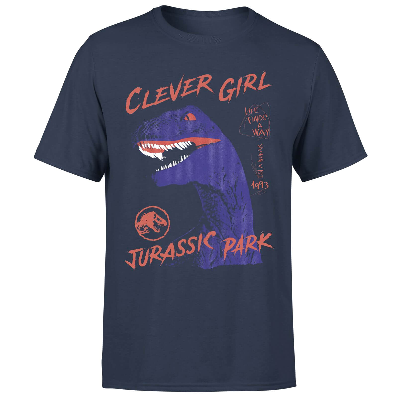 

T-Shirt Jurassic Park Life Finds A Way Raptor - Blu Navy - Uomo - S