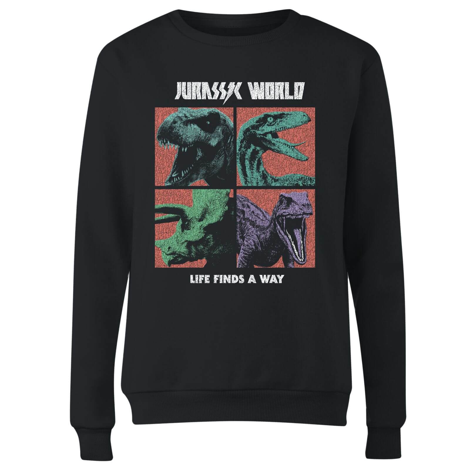 Jurassic Park World Four Colour Faces Women's Sweatshirt - Black - S