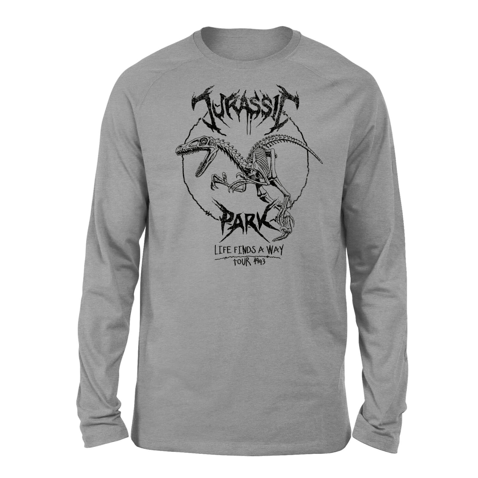 T-shirt Jurassic Park Raptor Drawn Long Sleeved - Gris - Unisexe - XL