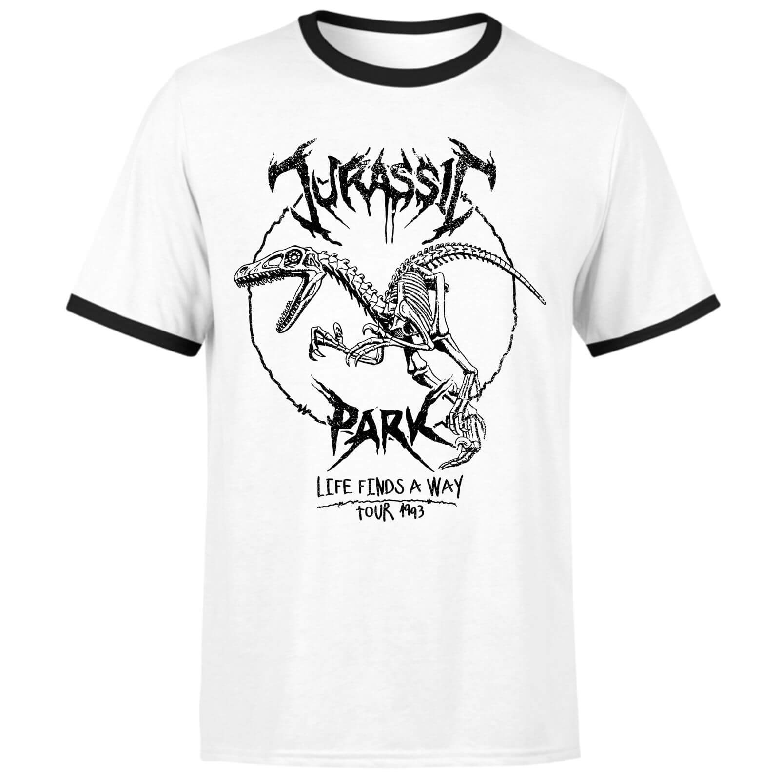 T-Shirt Jurassic Park Raptor Drawn Ringer - Bianco/Nero - Unisex - XXL