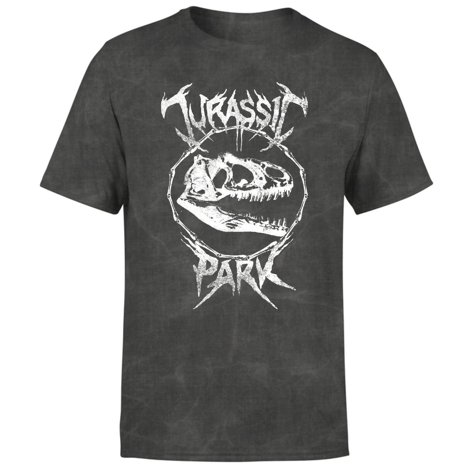 Jurassic Park T-Rex Bones Unisex T-Shirt - Black Acid Wash - S