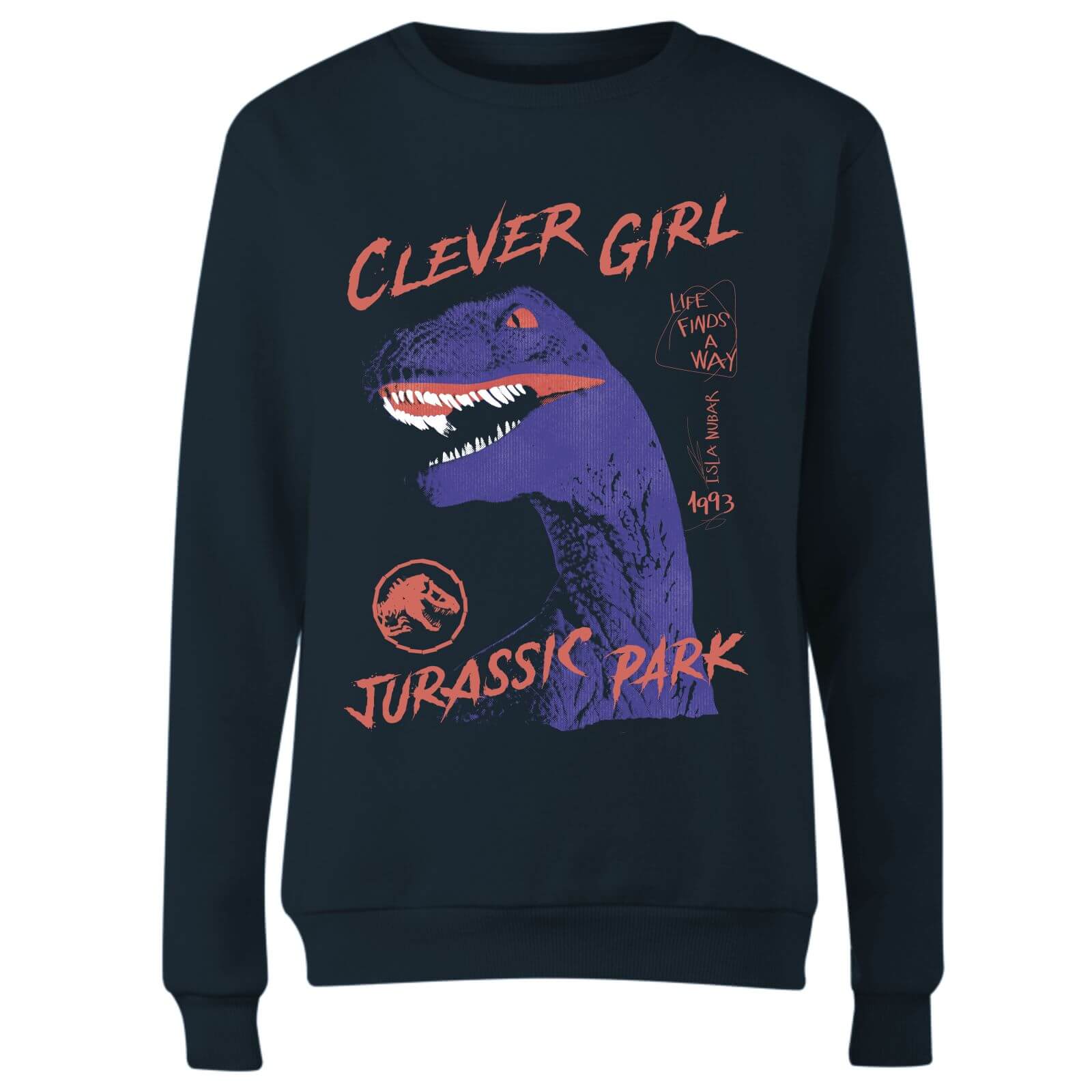 Jurassic Park Life Finds A Way Raptor Women's Sweatshirt - Navy - XS