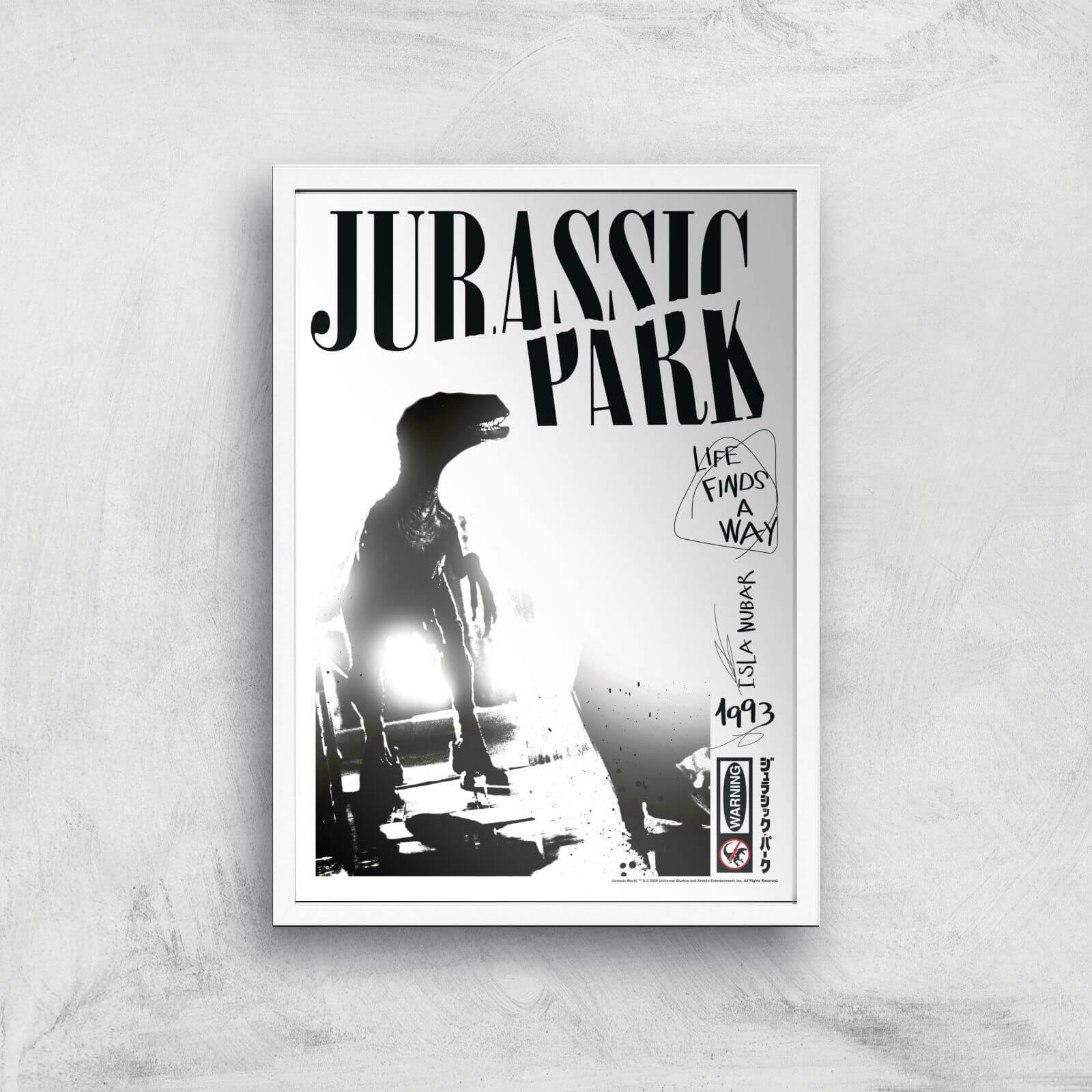 

Poster Fine Art Jurassic Park Life Finds A Way - A4 - White Frame