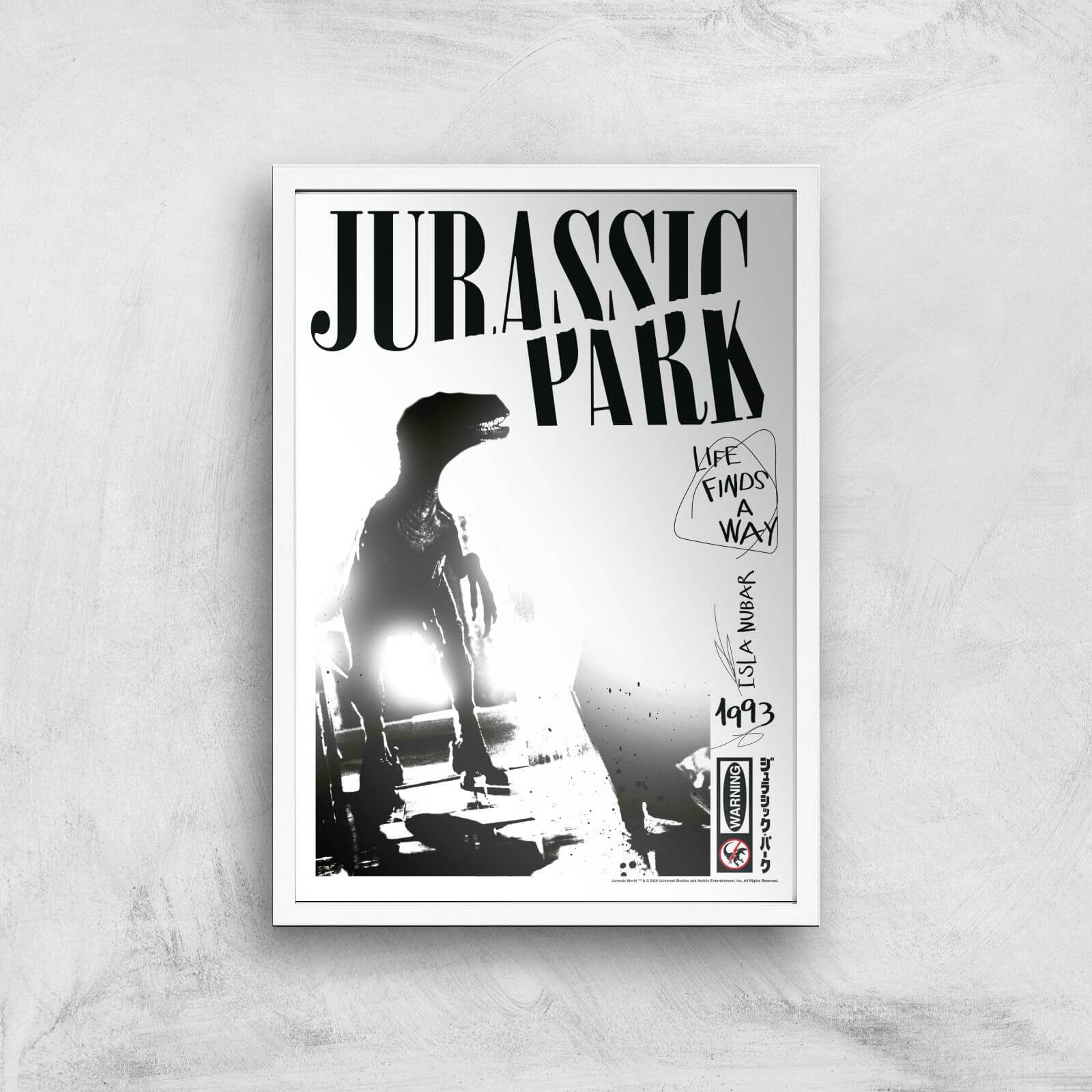 Jurassic Park Life Finds A Way Giclee Art Print - A3 - White Frame