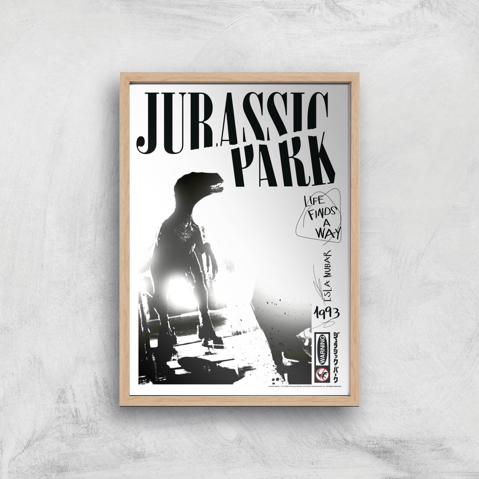 Jurassic Park Life Finds A Way Giclee Art Print - A2 - Wooden Frame